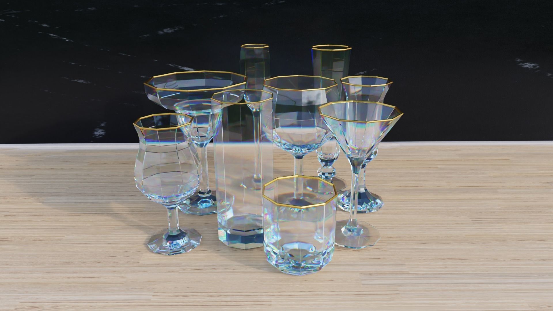 Geometric Glass Colection Low-poly 3D model_12