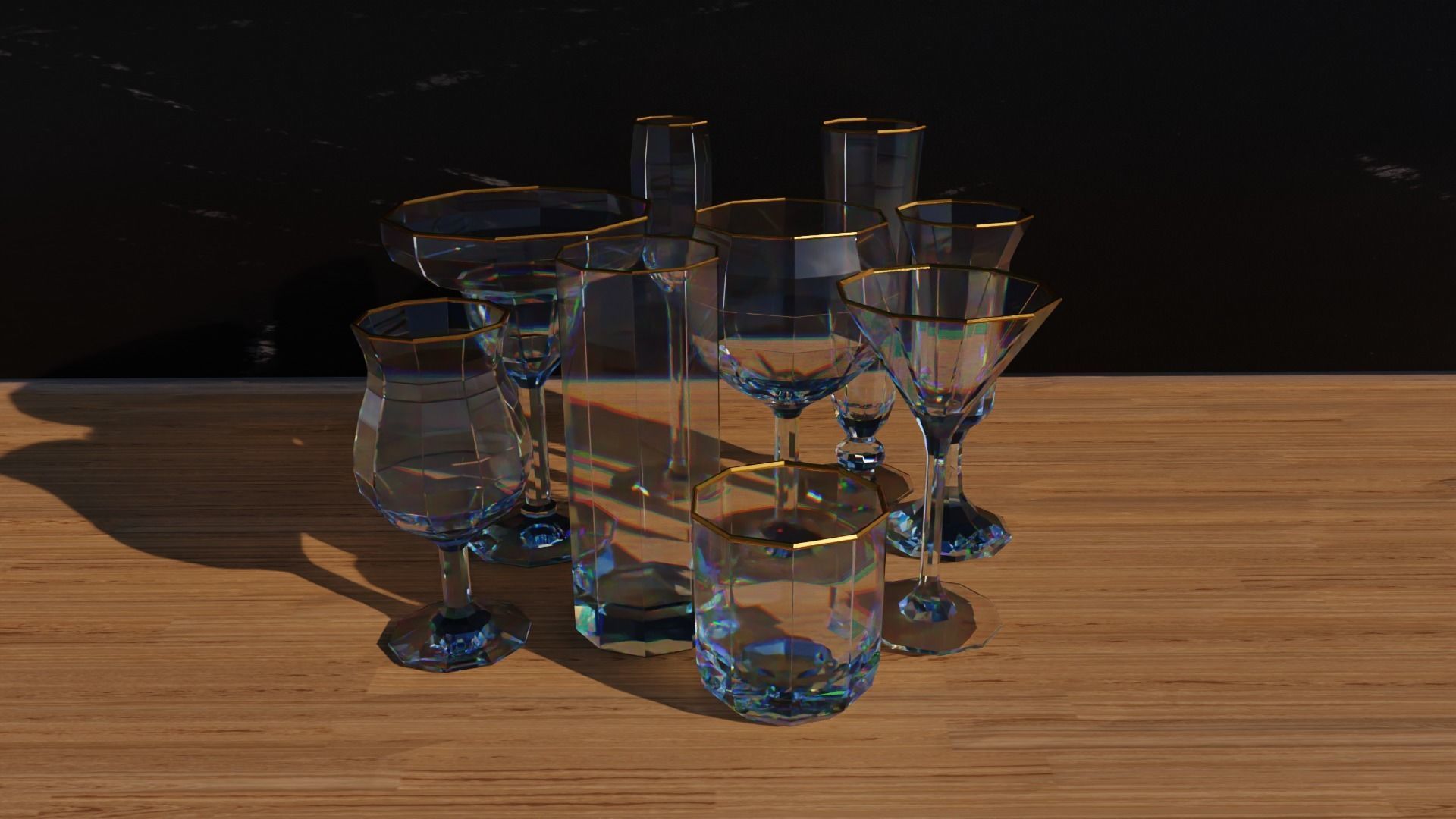 Geometric Glass Colection Low-poly 3D model_14