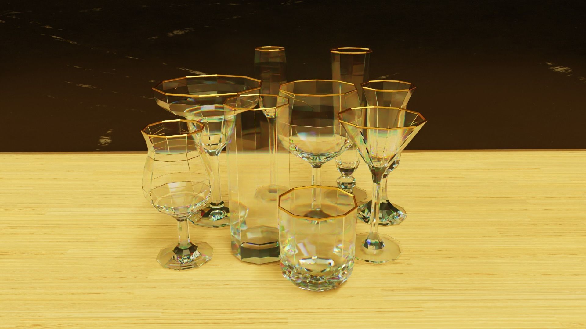 Geometric Glass Colection Low-poly 3D model_11