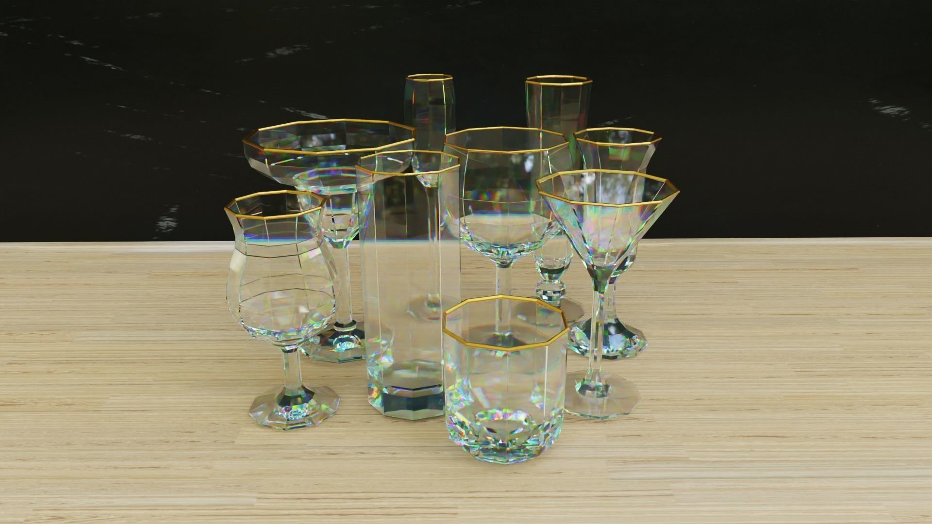 Geometric Glass Colection Low-poly 3D model_13