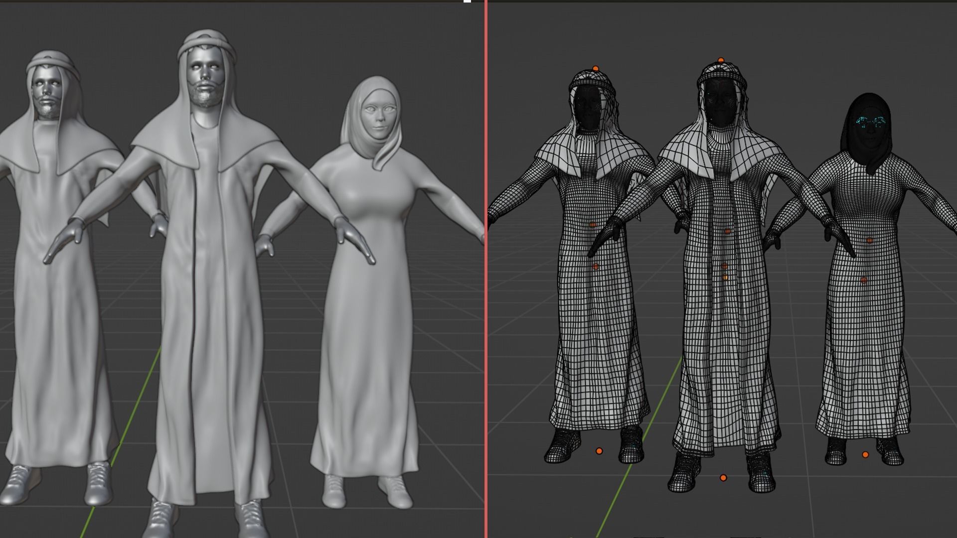 Arab KSA male female  3D model_1