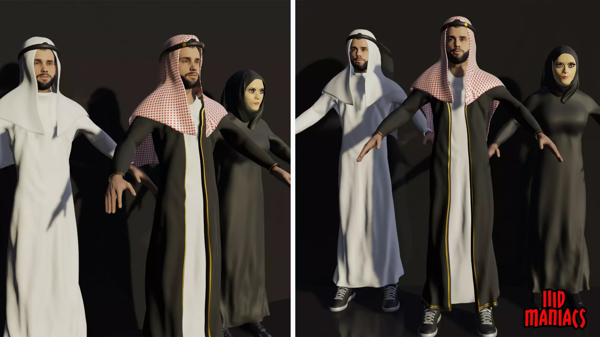 Arab KSA male female  3D model_0