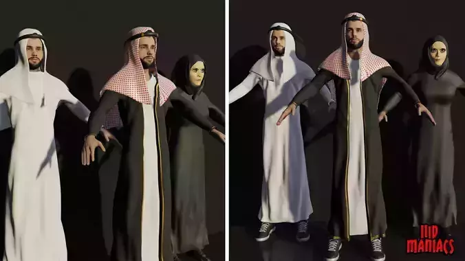 Arab KSA male female  3D model
