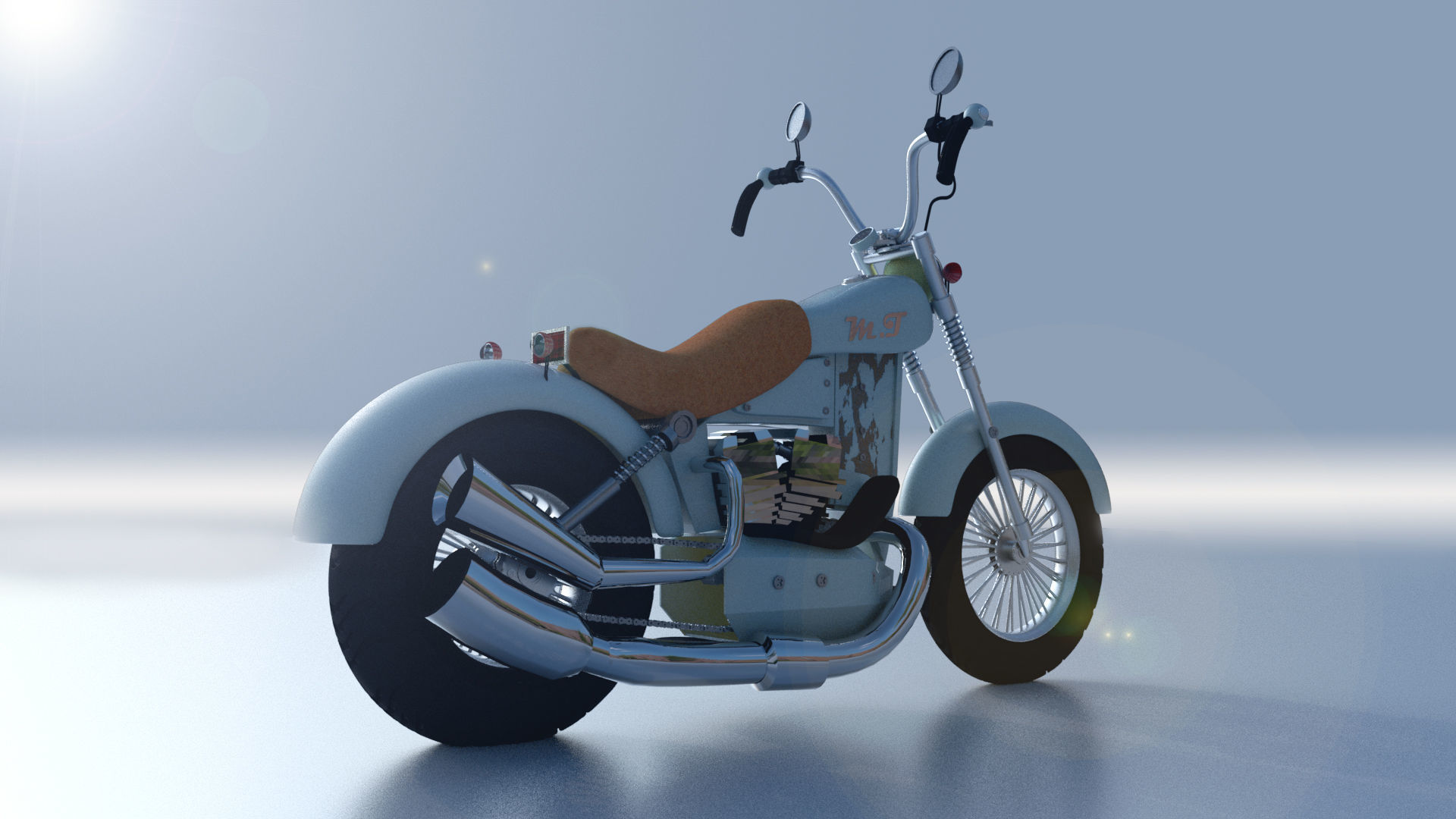 stylized motorcycle Low-poly 3D model_1