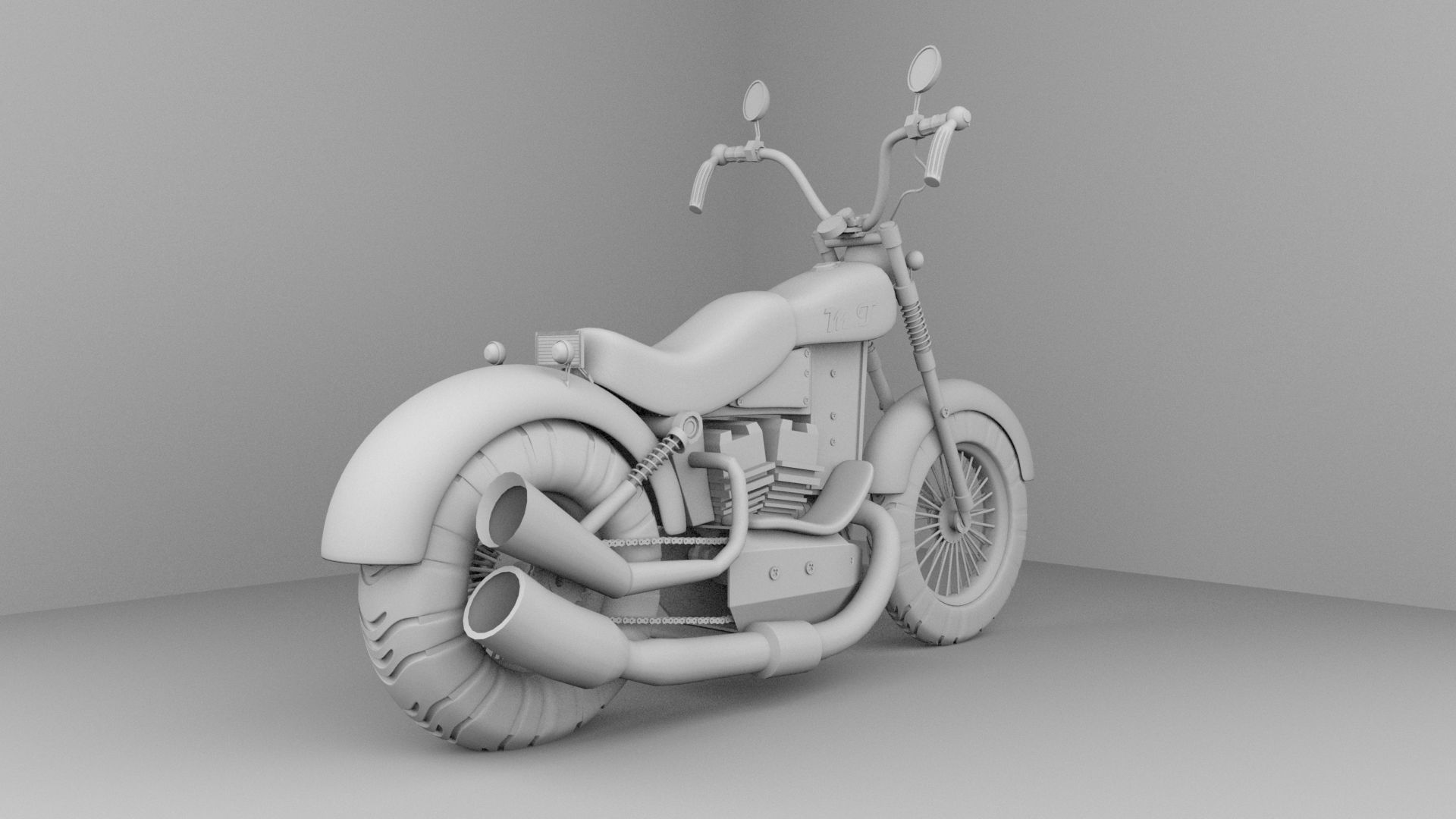 stylized motorcycle Low-poly 3D model_12