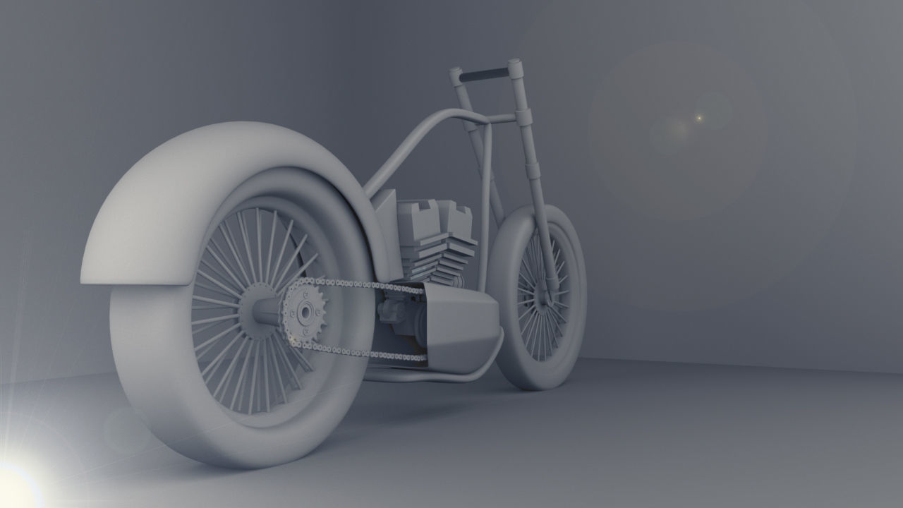stylized motorcycle Low-poly 3D model_9