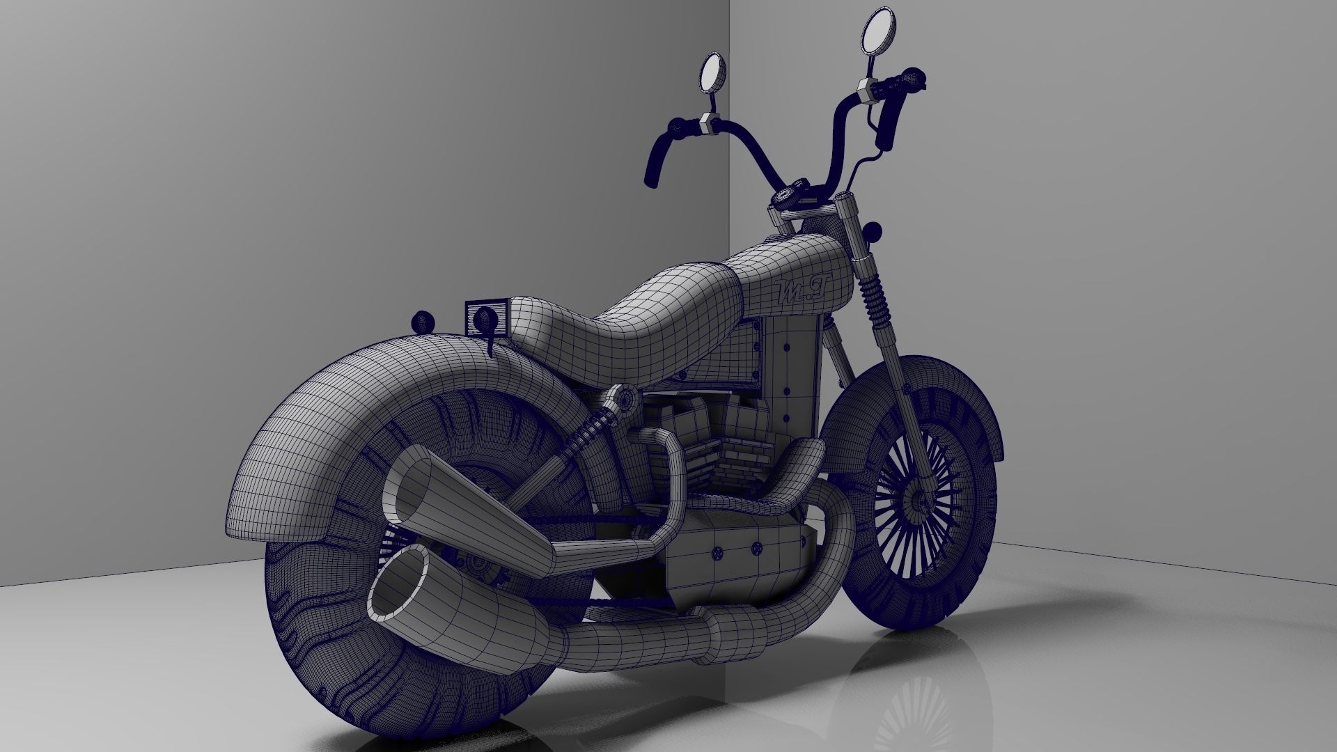 stylized motorcycle Low-poly 3D model_5