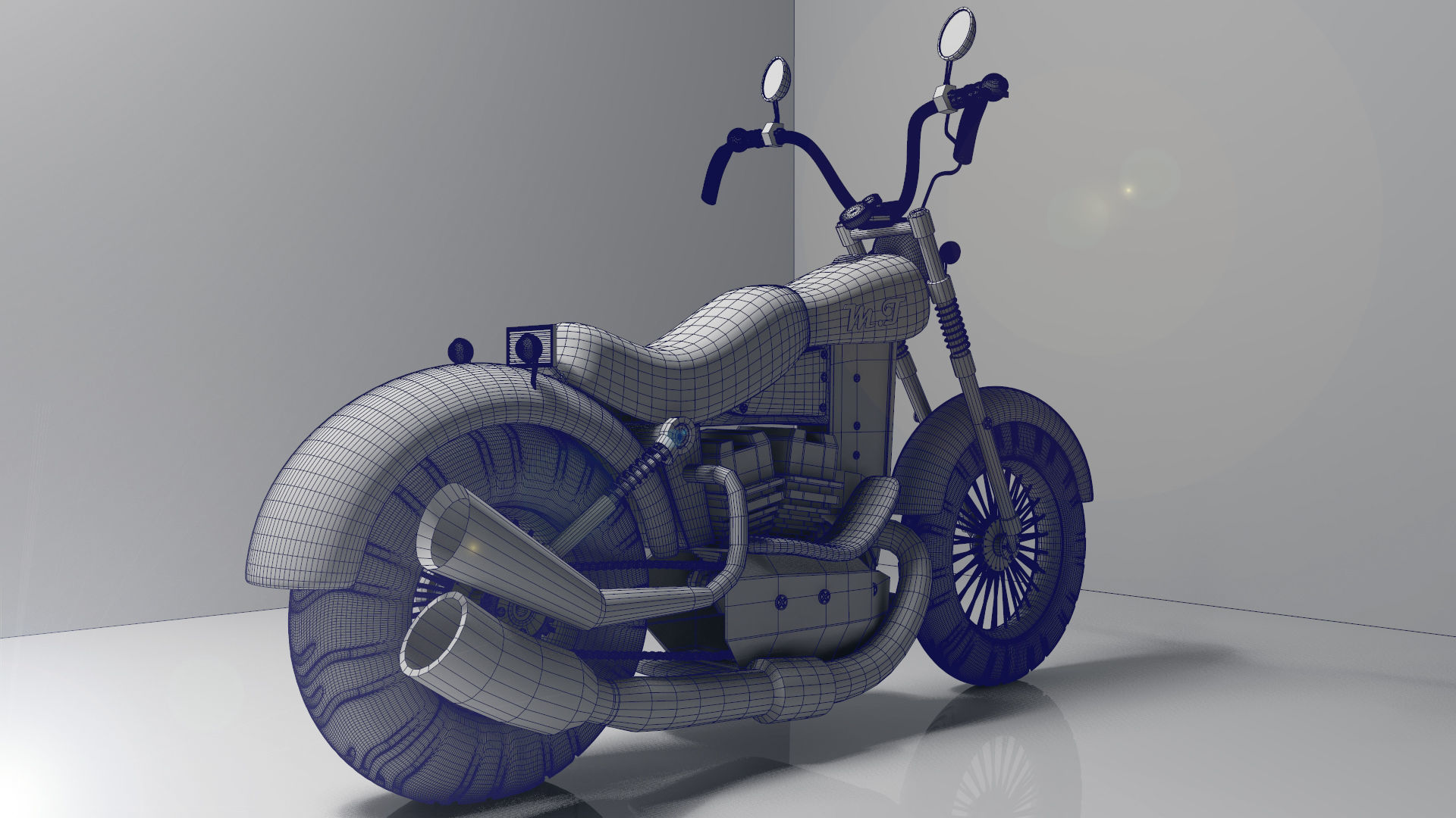 stylized motorcycle Low-poly 3D model_13