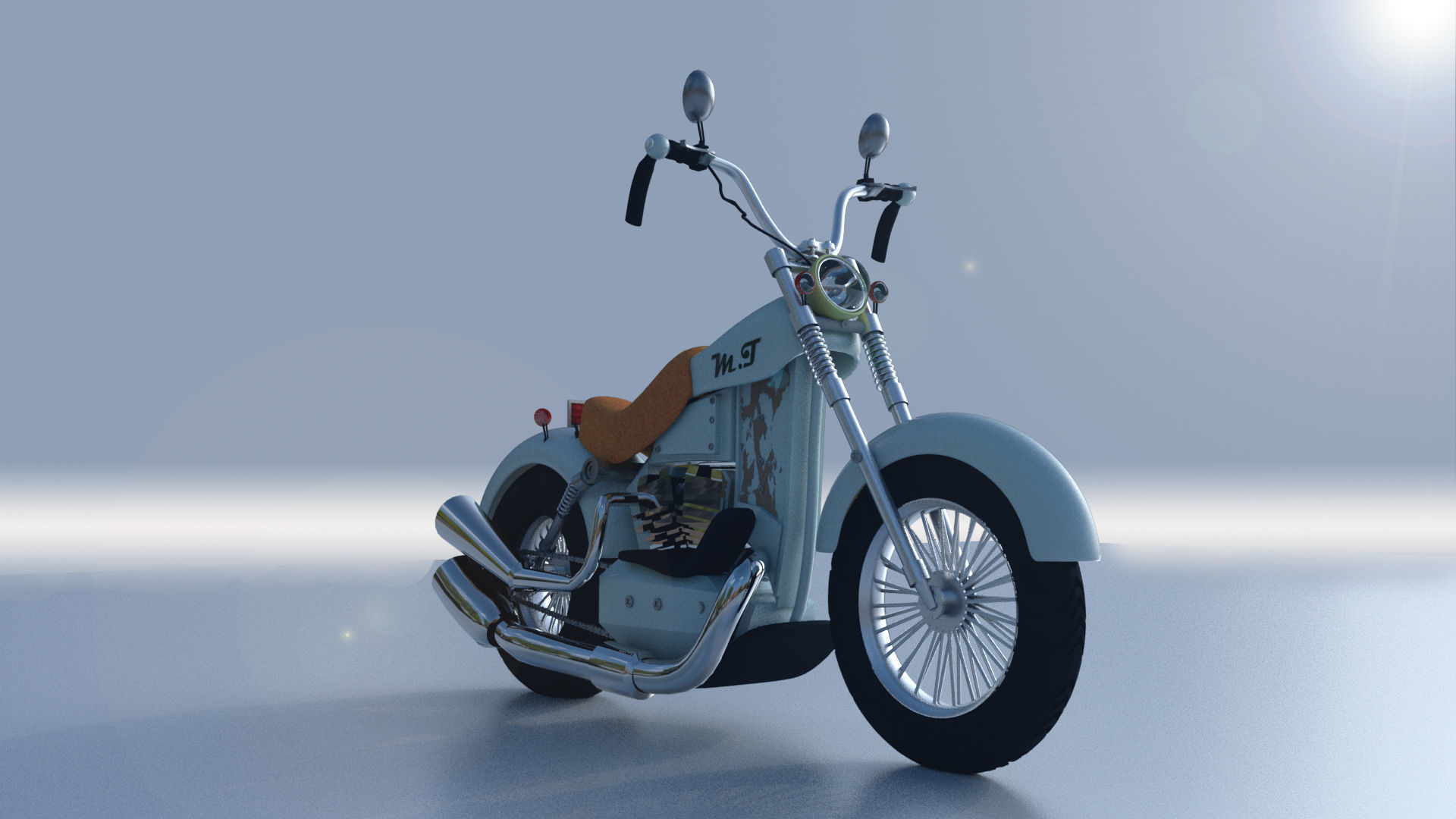 stylized motorcycle Low-poly 3D model_4
