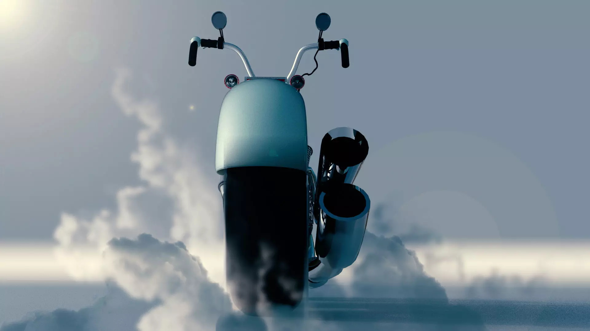 stylized motorcycle Low-poly 3D model_0