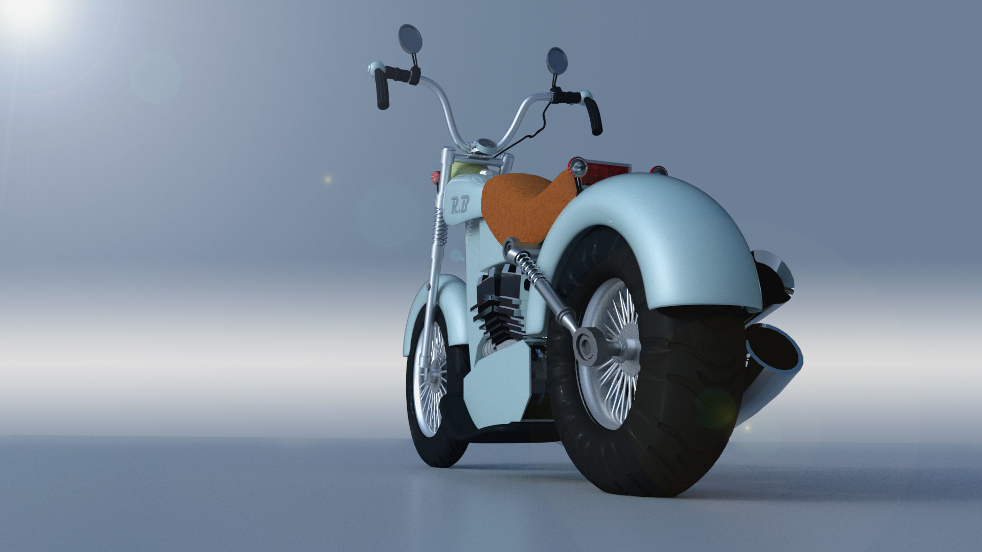 stylized motorcycle Low-poly 3D model_2