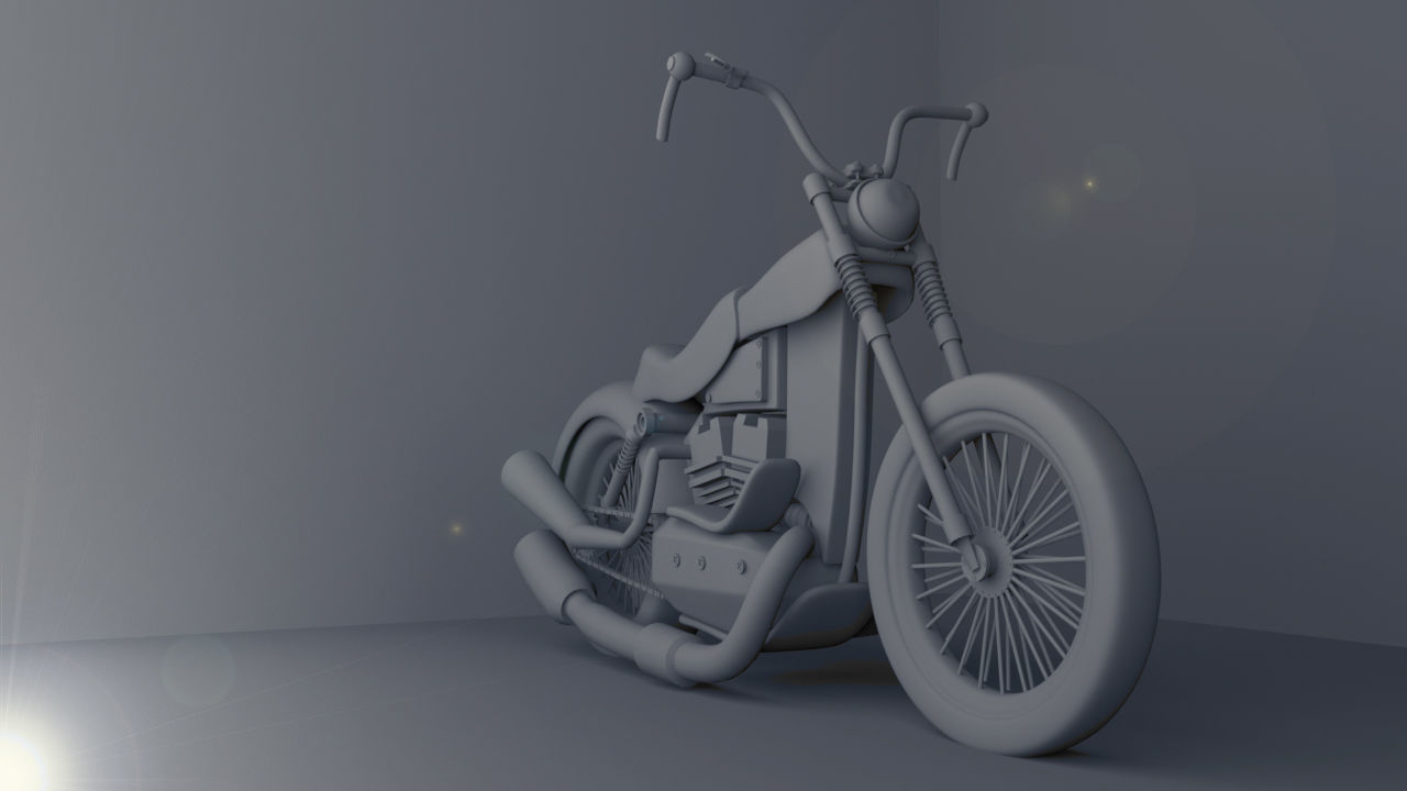 stylized motorcycle Low-poly 3D model_11