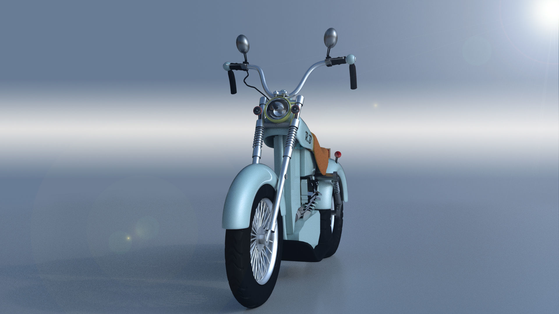 stylized motorcycle Low-poly 3D model_3