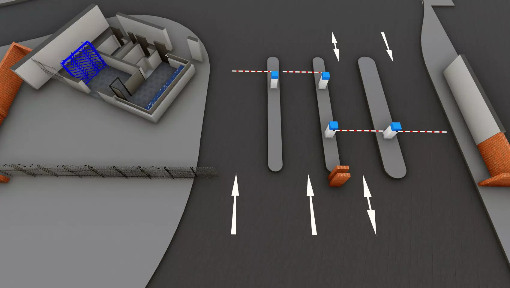 Security Barrier Island and Vehicle Access Control 3D print model_0