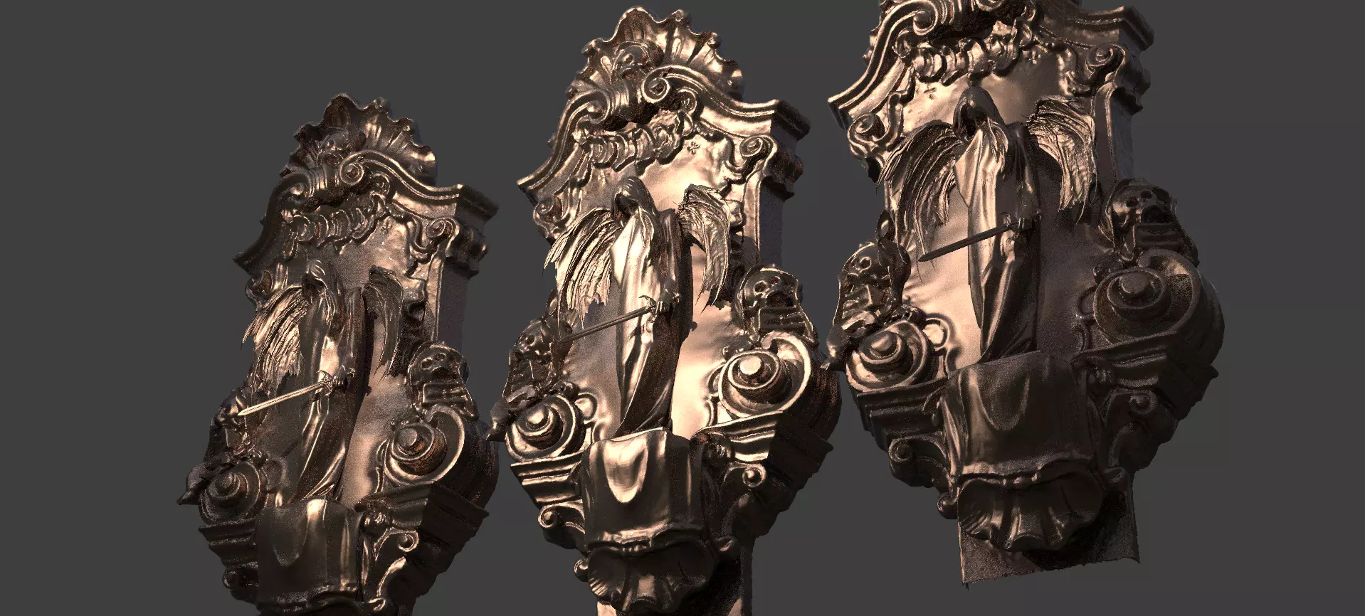Angel Stone Baroque Wall mount 2 3D model_0