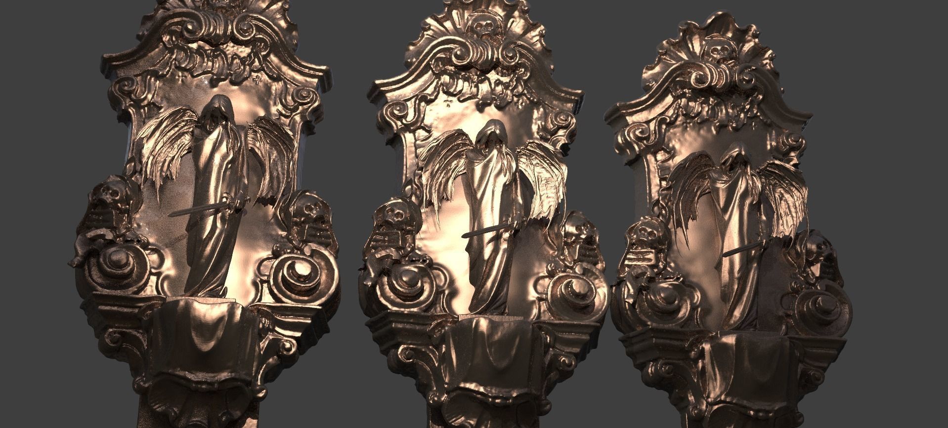 Angel Stone Baroque Wall mount 2 3D model_2