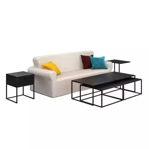 Living room set with sofa and 3 tables