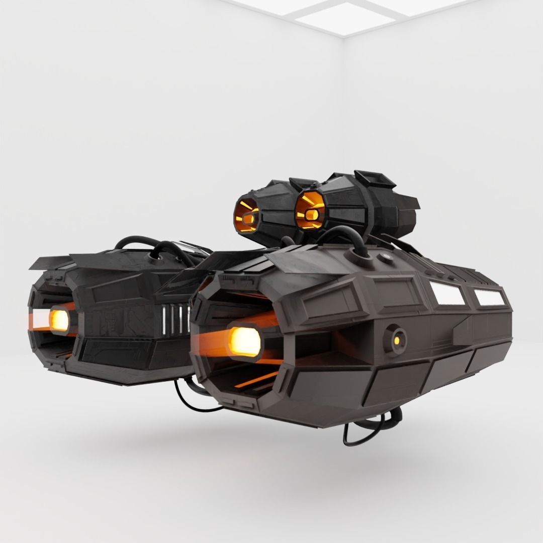 Desert Spaceship - Sci Fi Vehicle Free 3D model_5