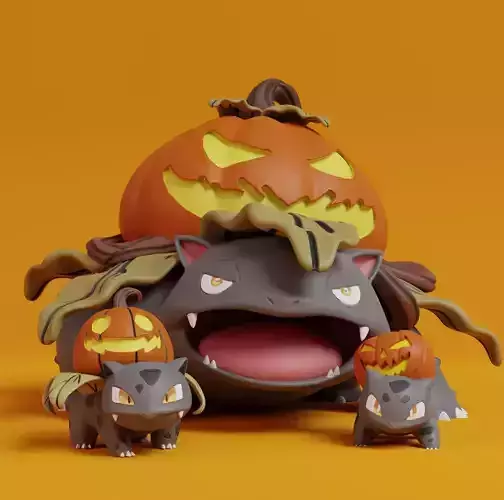 Pokemon - Bulbasaur Ivysaur and Venusaur Halloween with 2 poses