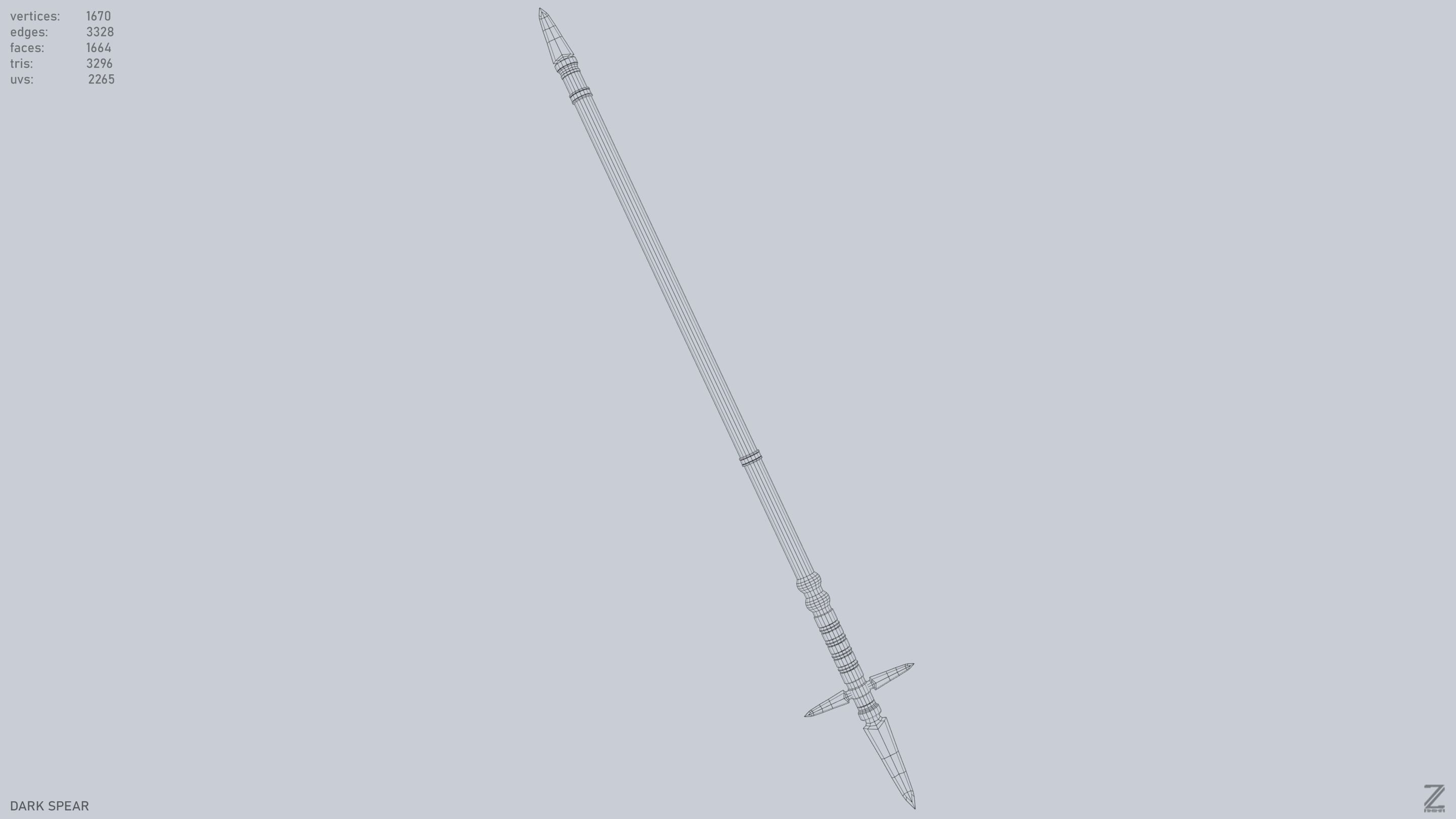 Dark spear Low-poly 3D model_15