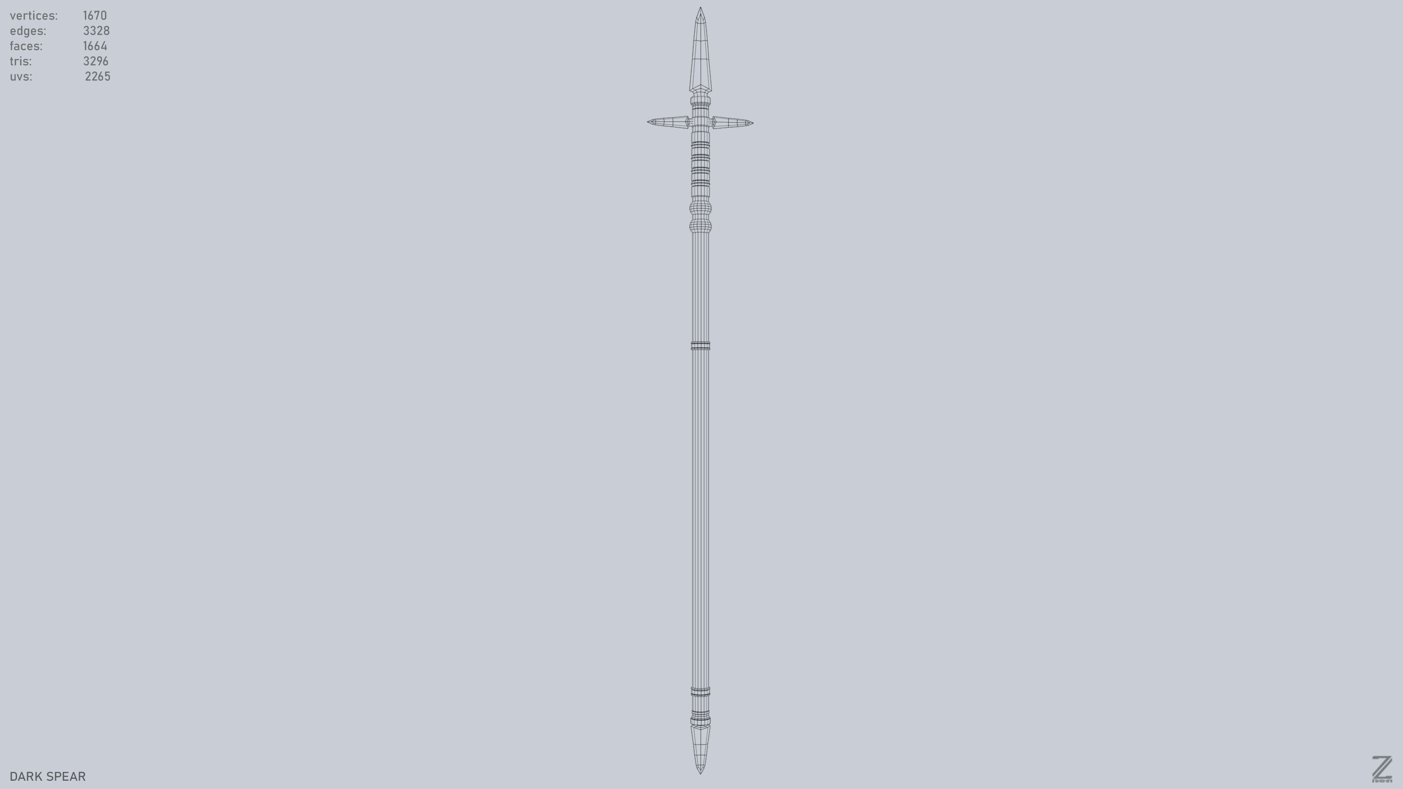 Dark spear Low-poly 3D model_11