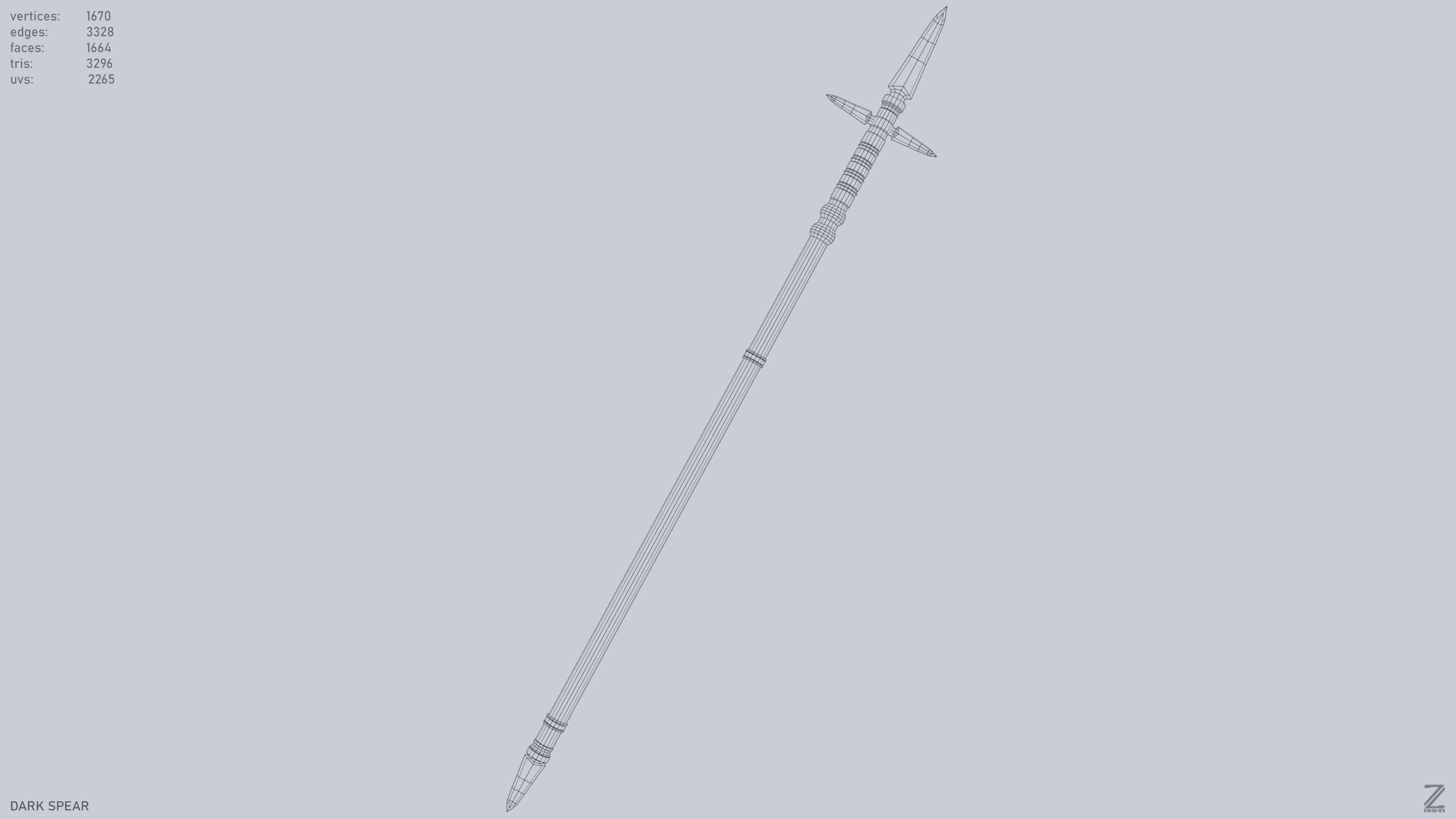 Dark spear Low-poly 3D model_13