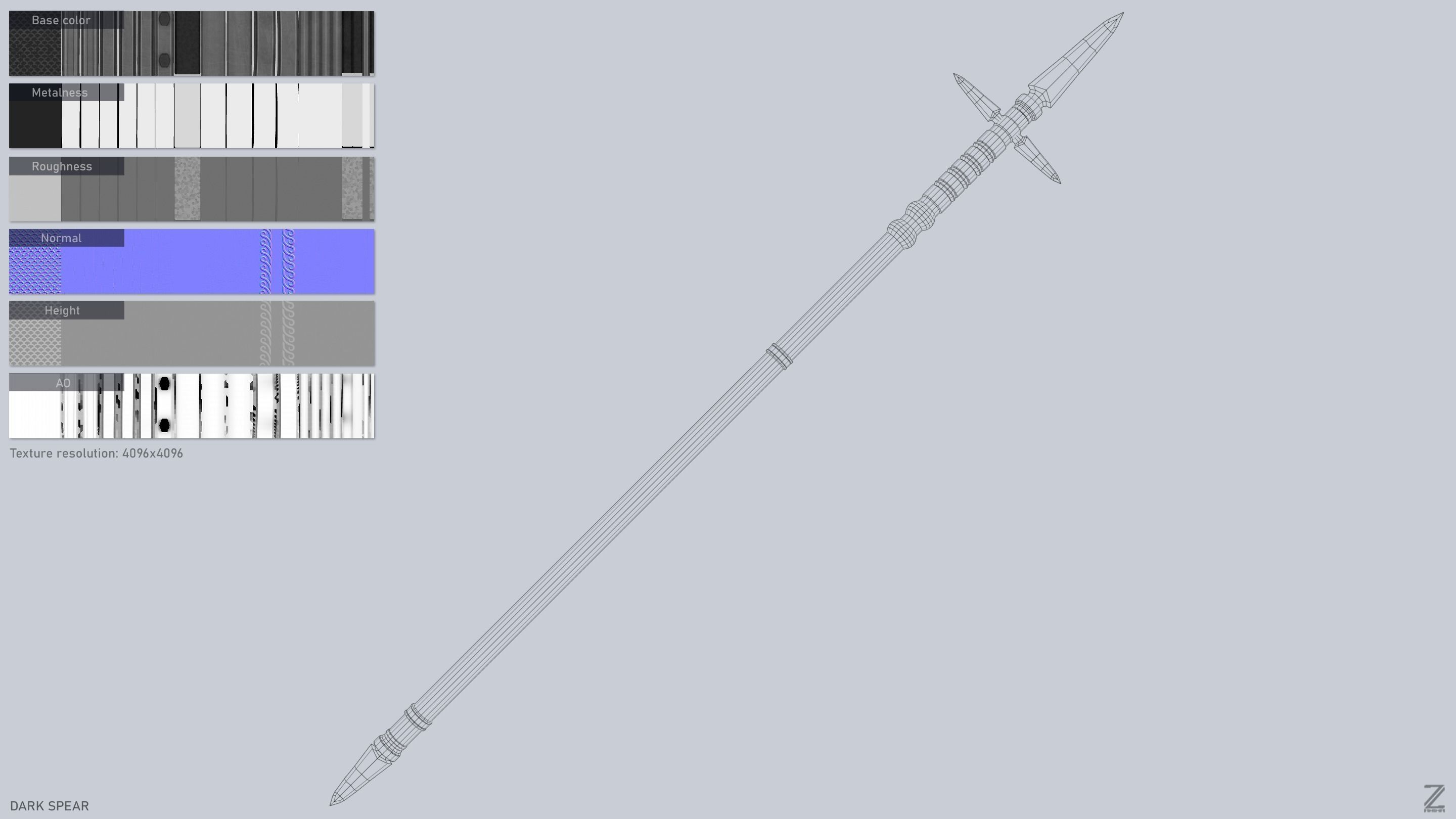 Dark spear Low-poly 3D model_3