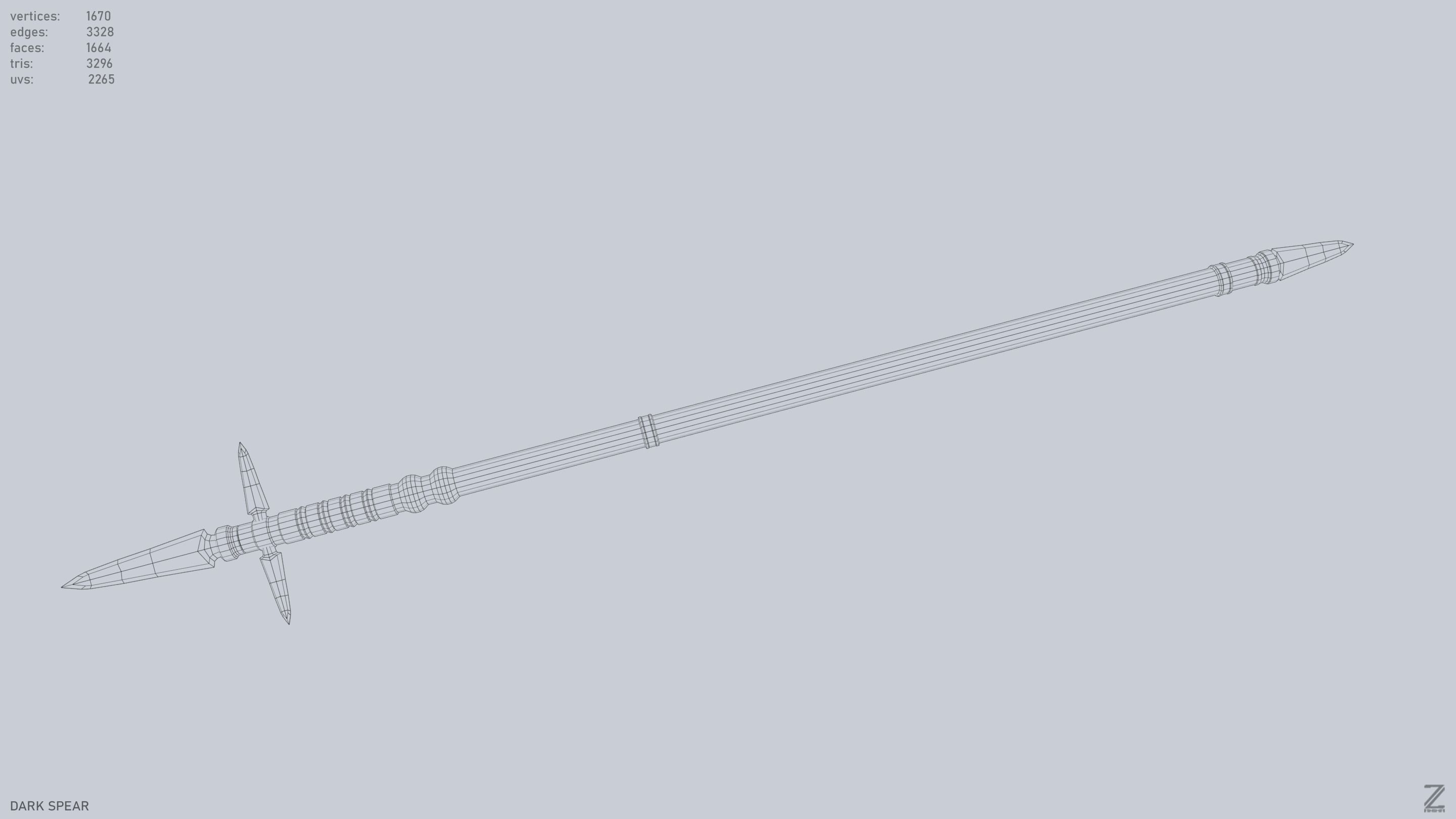 Dark spear Low-poly 3D model_4