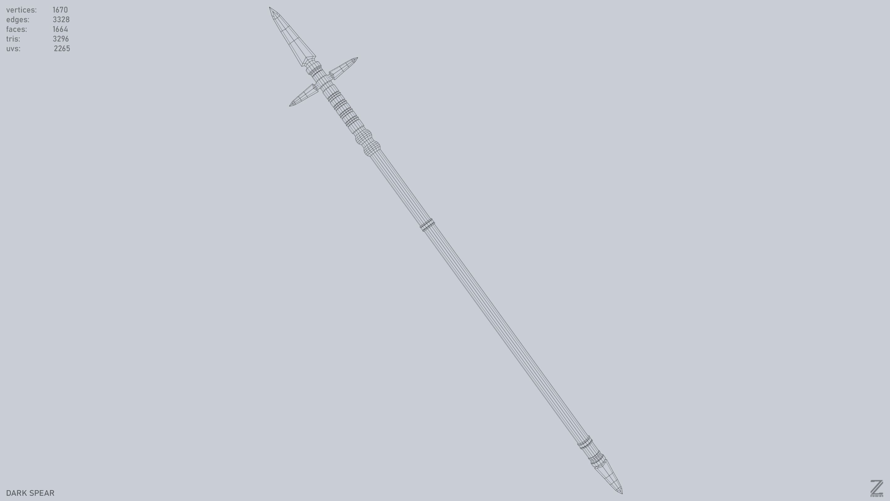 Dark spear Low-poly 3D model_12