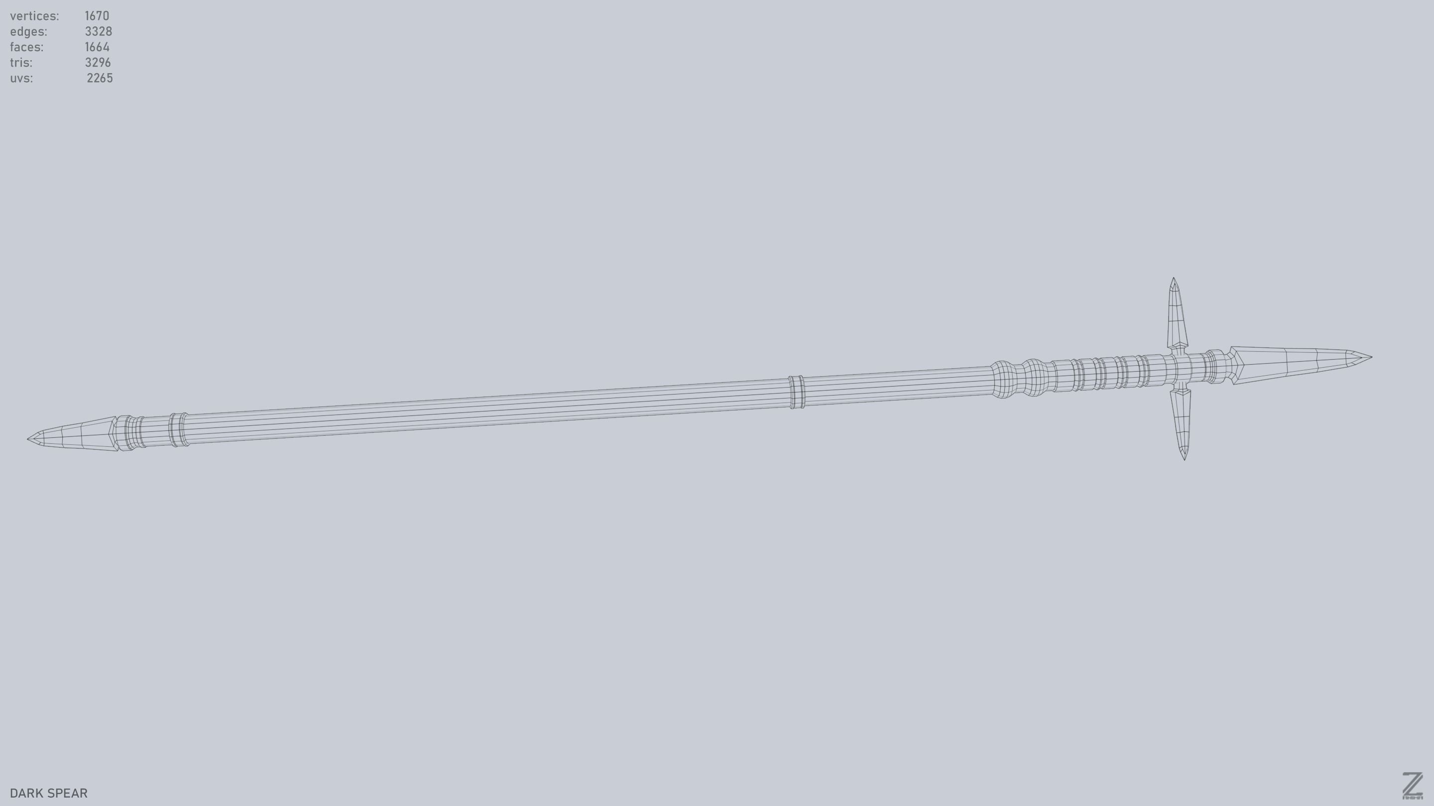 Dark spear Low-poly 3D model_14