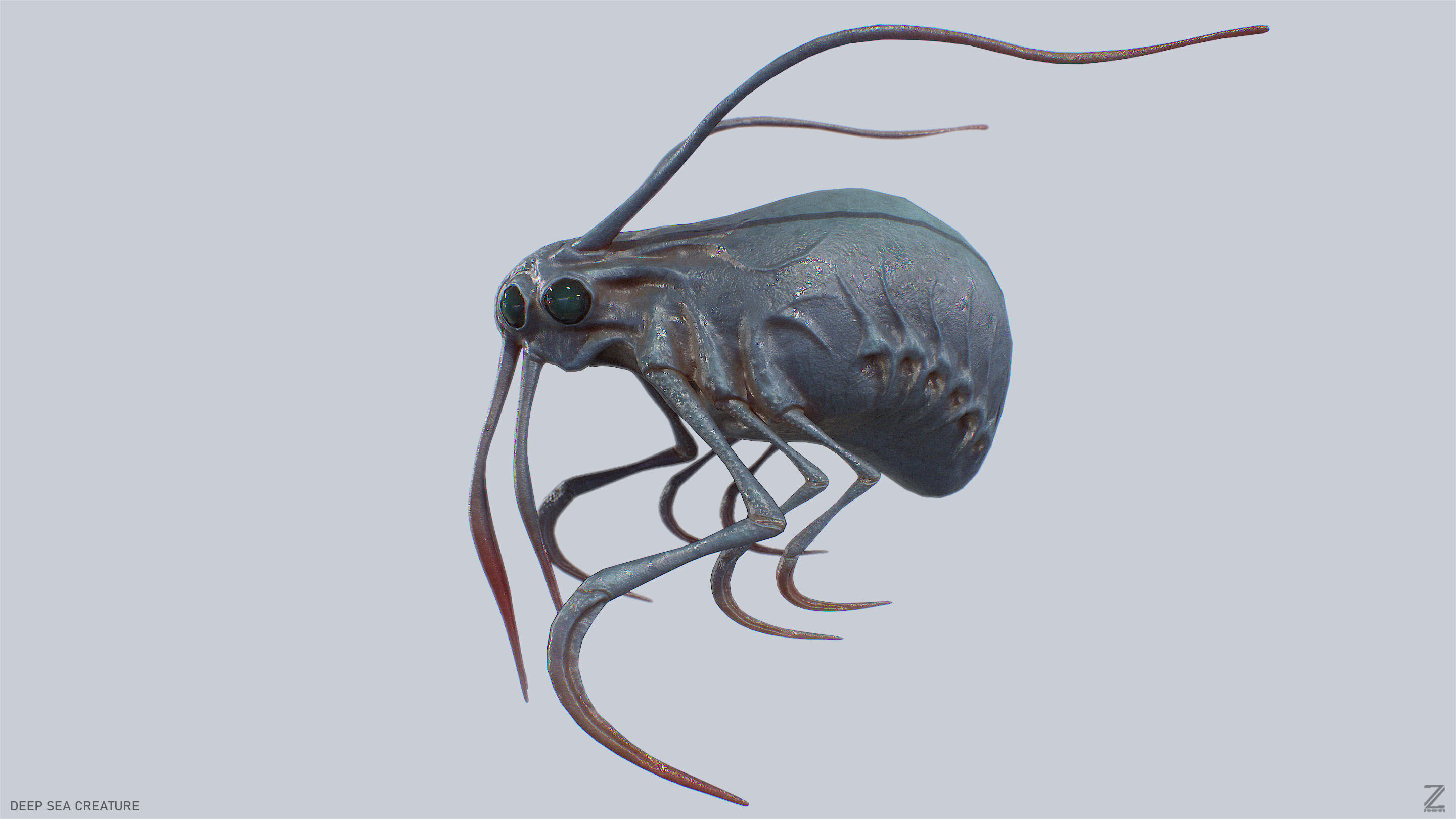 Deep sea creature Low-poly 3D model_4