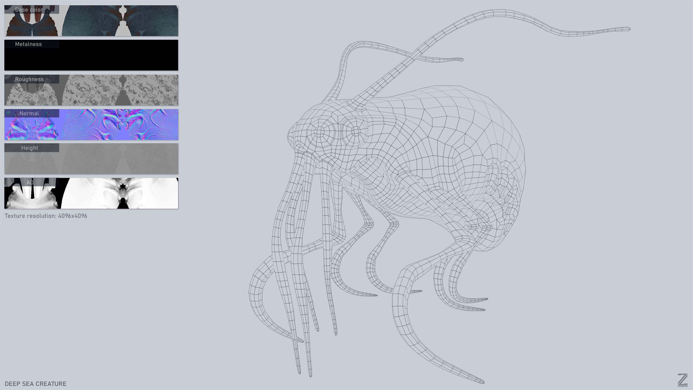 Deep sea creature Low-poly 3D model_9