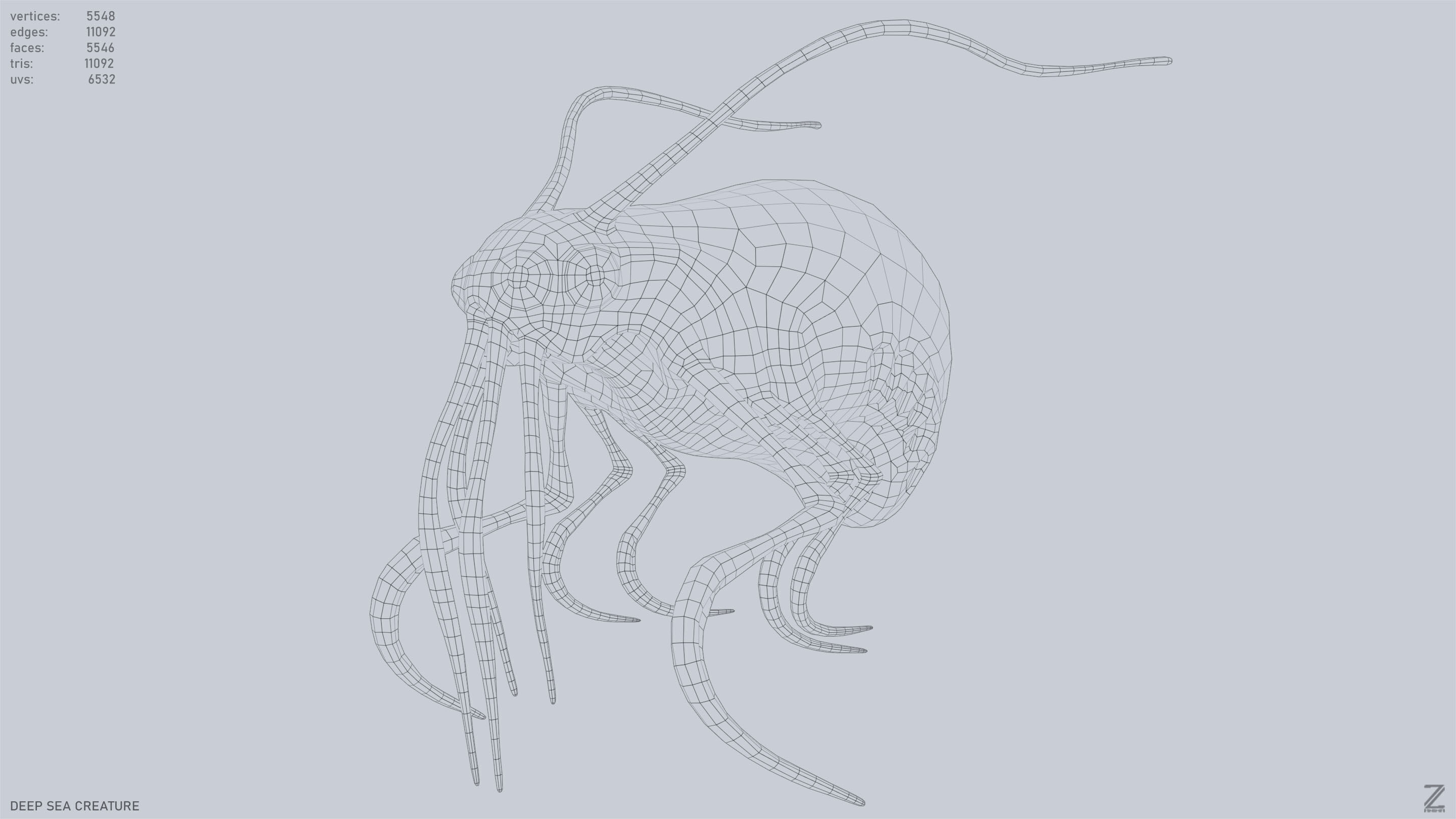 Deep sea creature Low-poly 3D model_15