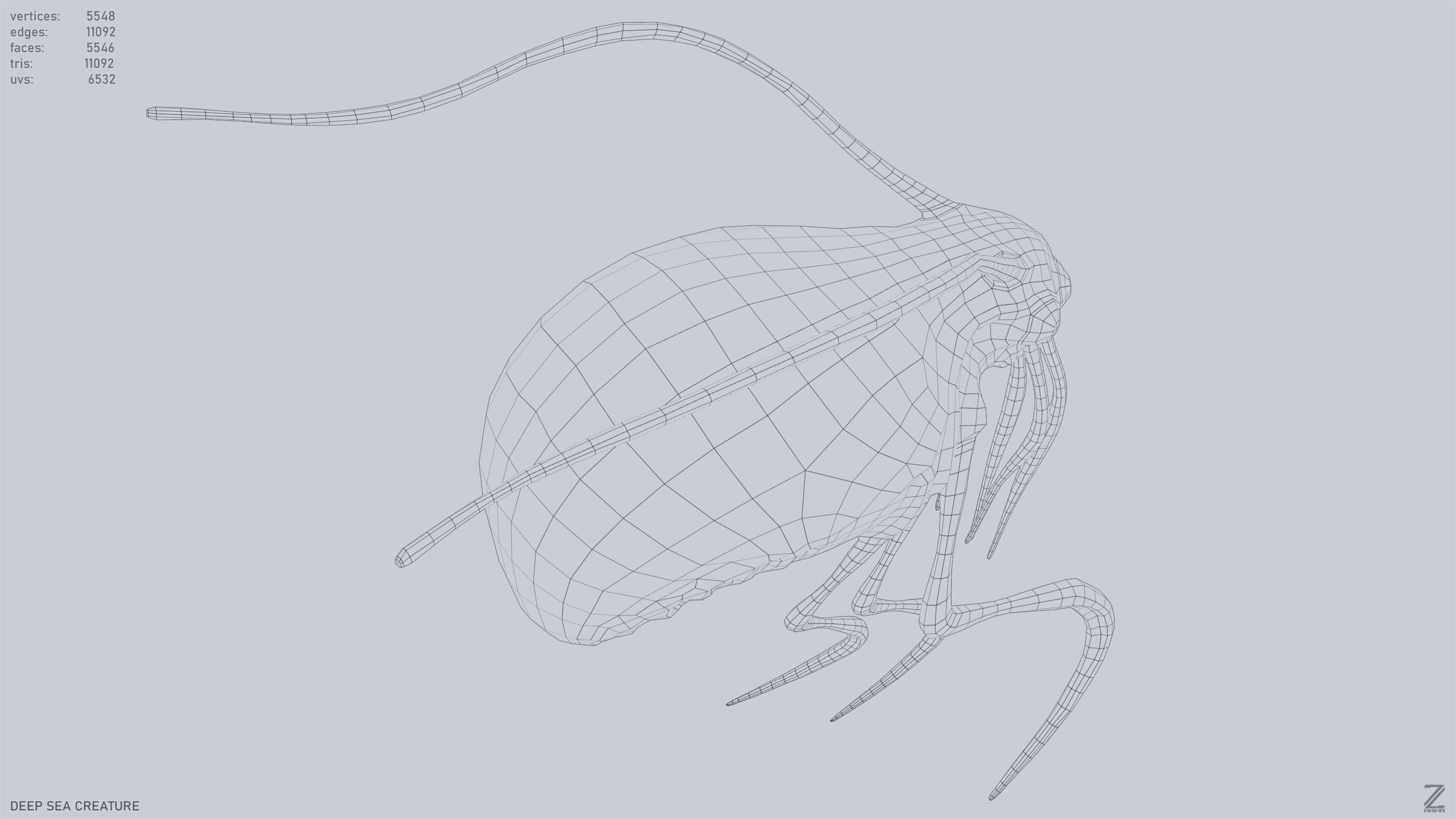 Deep sea creature Low-poly 3D model_13