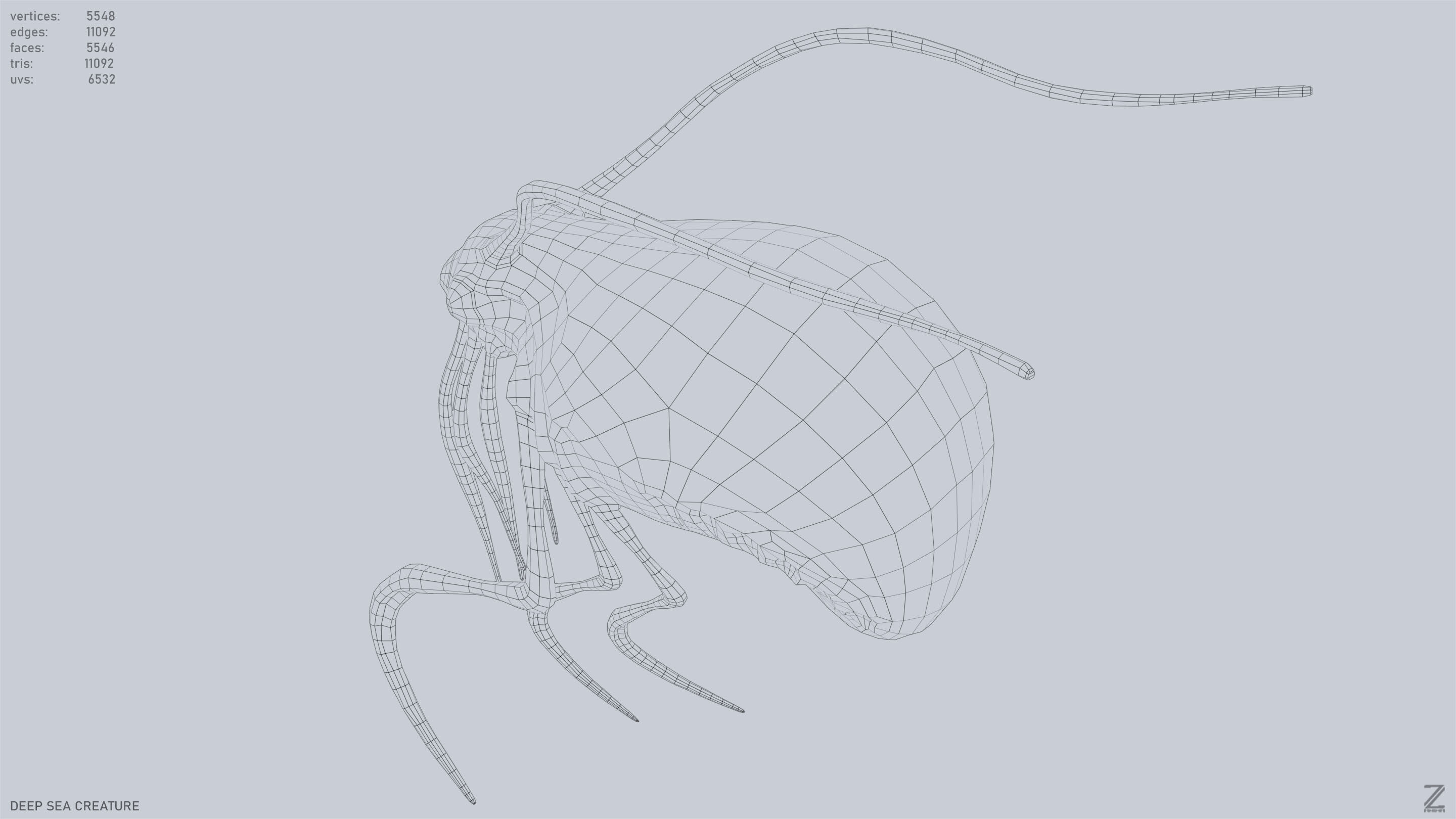 Deep sea creature Low-poly 3D model_11