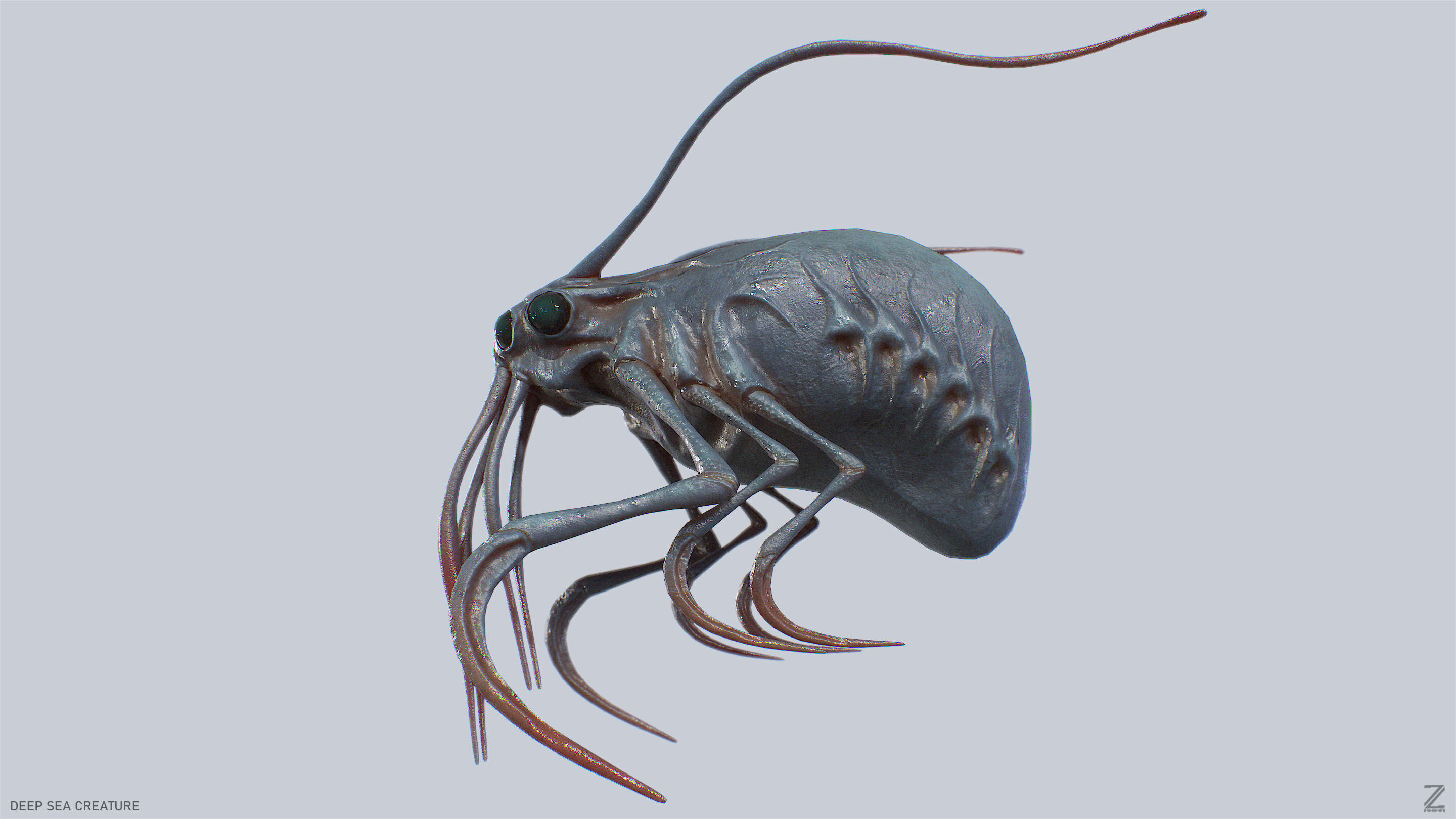 Deep sea creature Low-poly 3D model_7