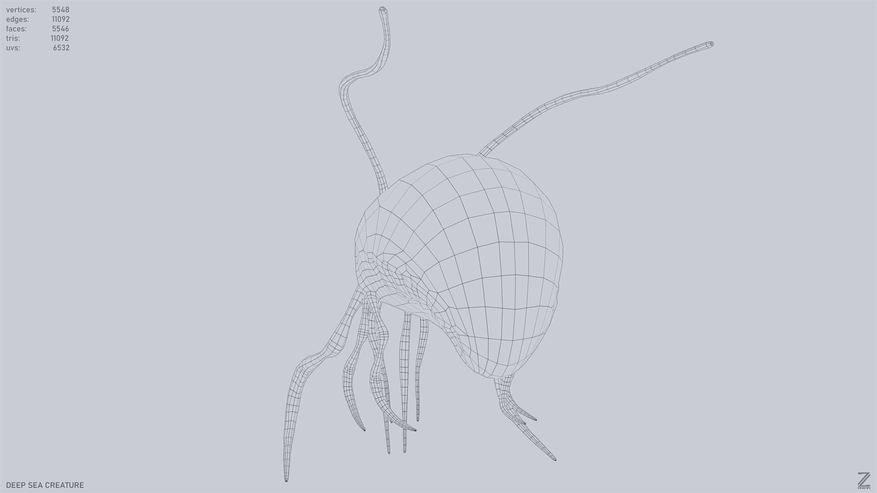 Deep sea creature Low-poly 3D model_14