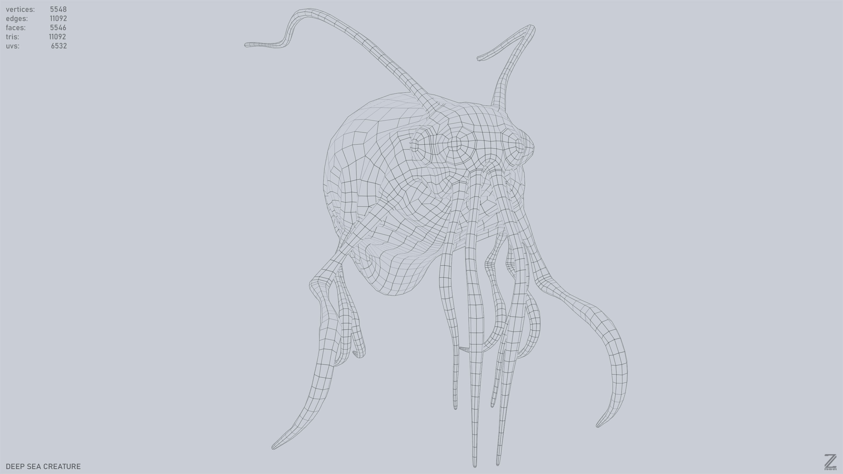 Deep sea creature Low-poly 3D model_12
