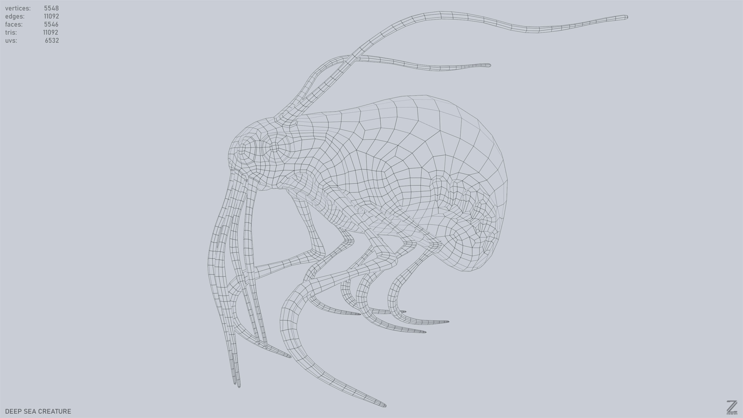 Deep sea creature Low-poly 3D model_3