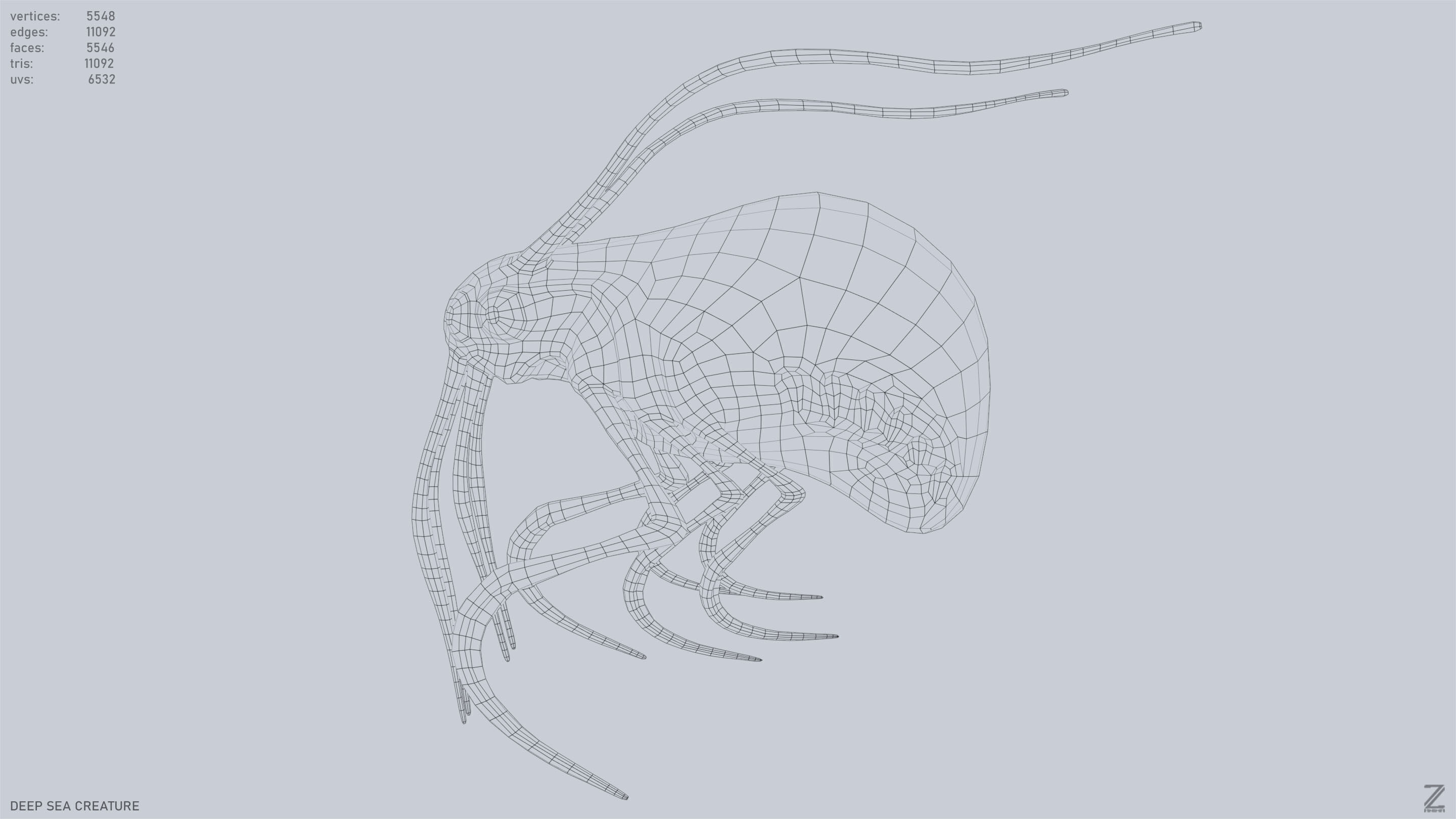 Deep sea creature Low-poly 3D model_10