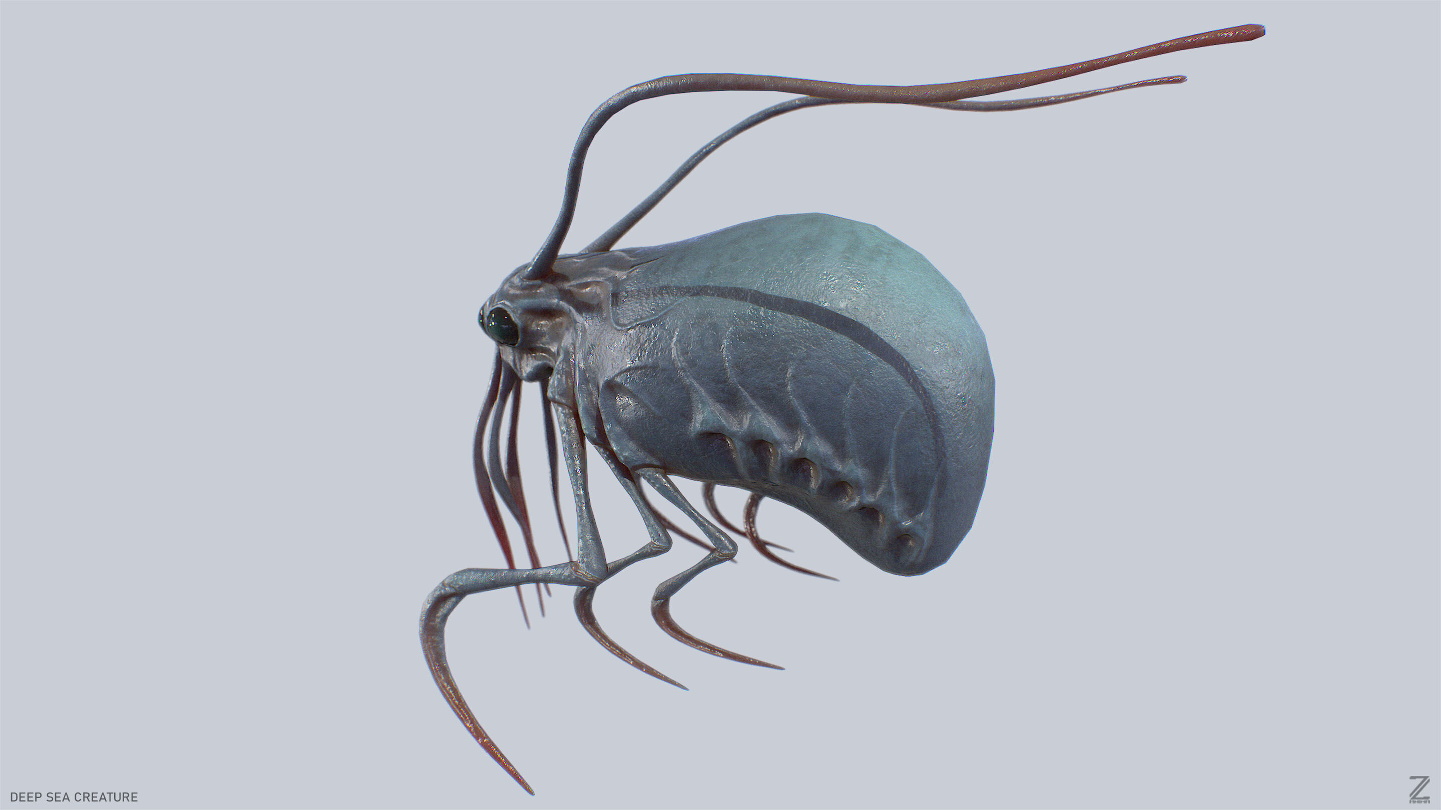 Deep sea creature Low-poly 3D model_5