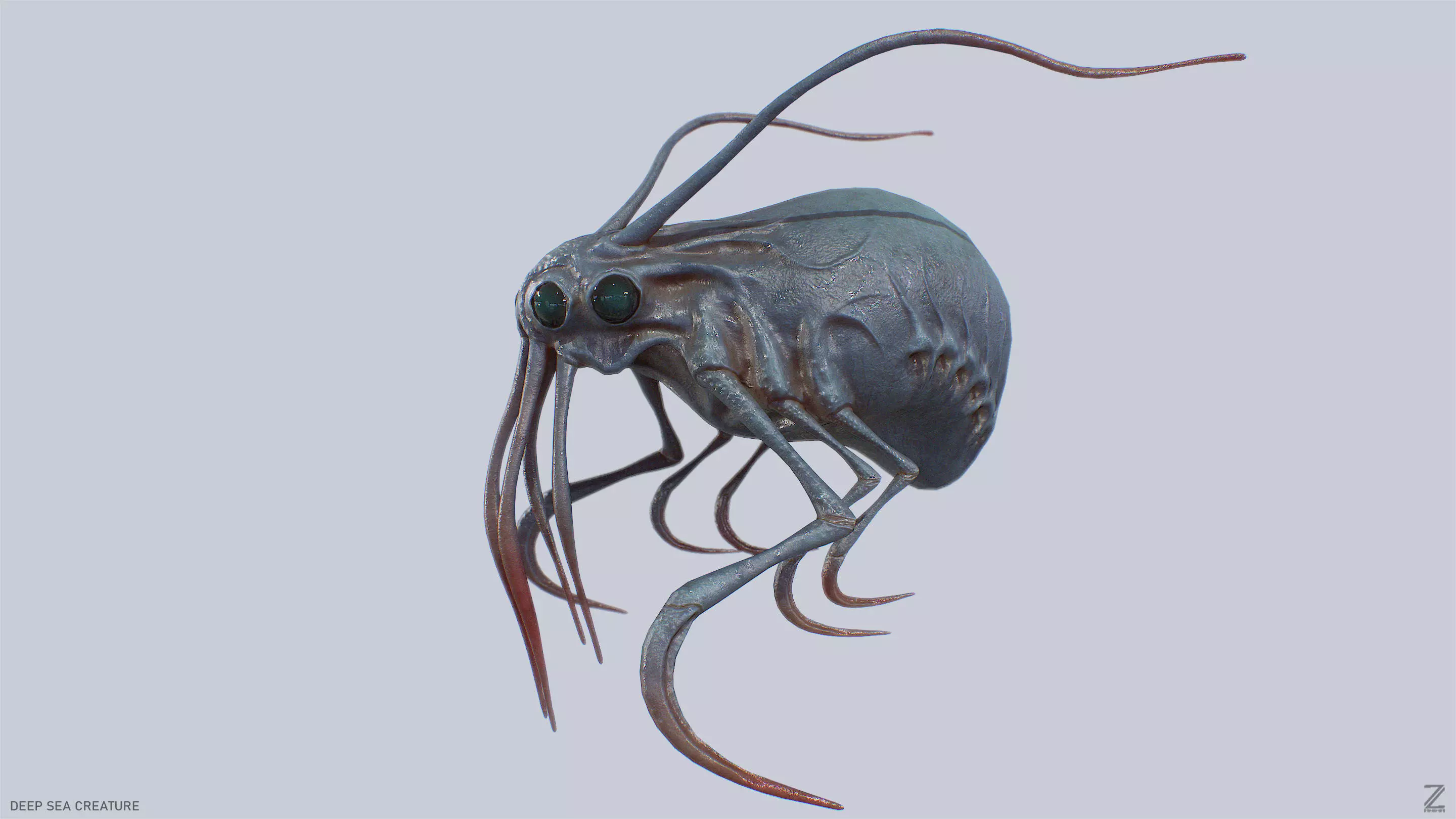 Deep sea creature Low-poly 3D model_0