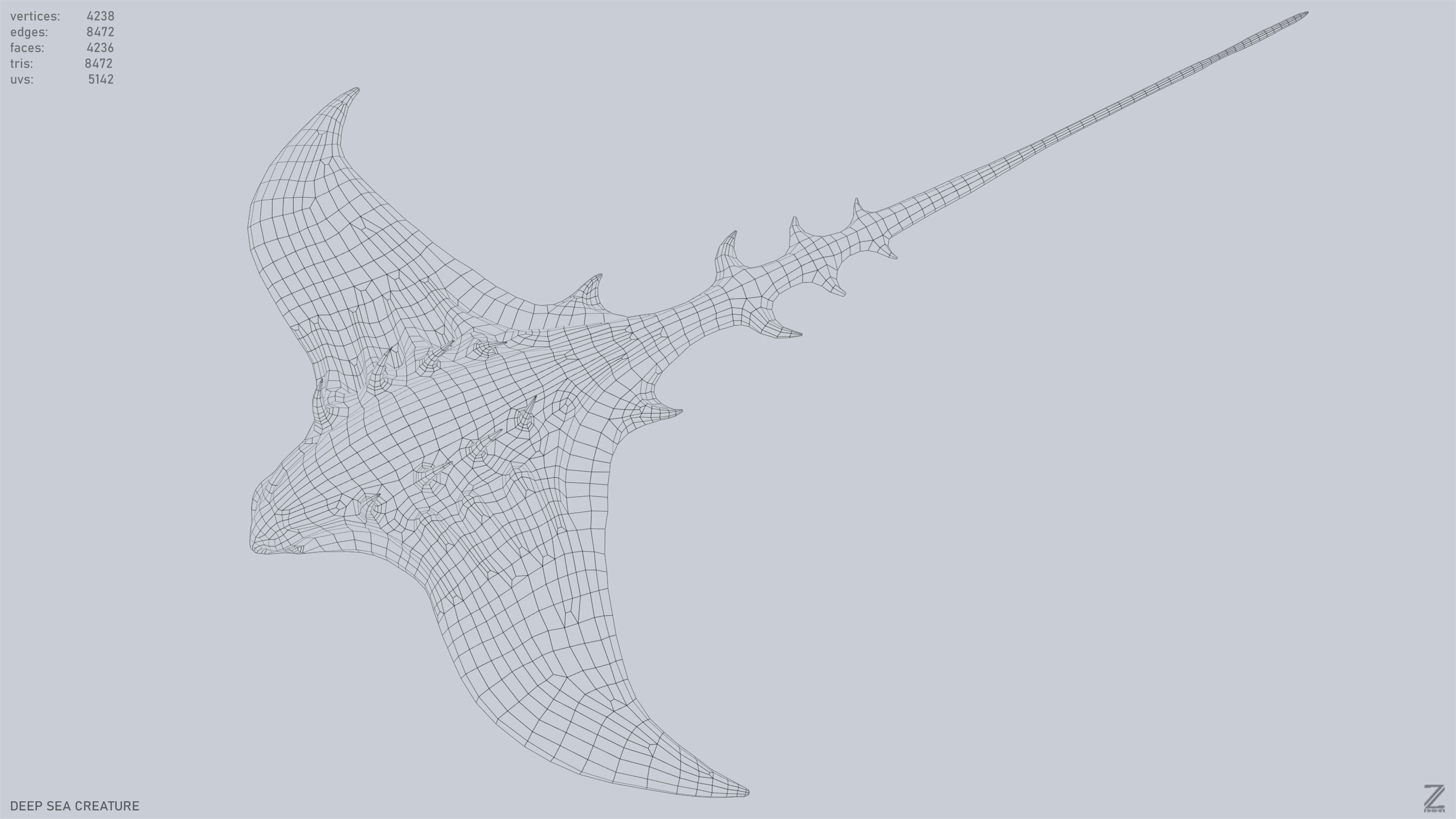 Deep sea creature Low-poly 3D model_9