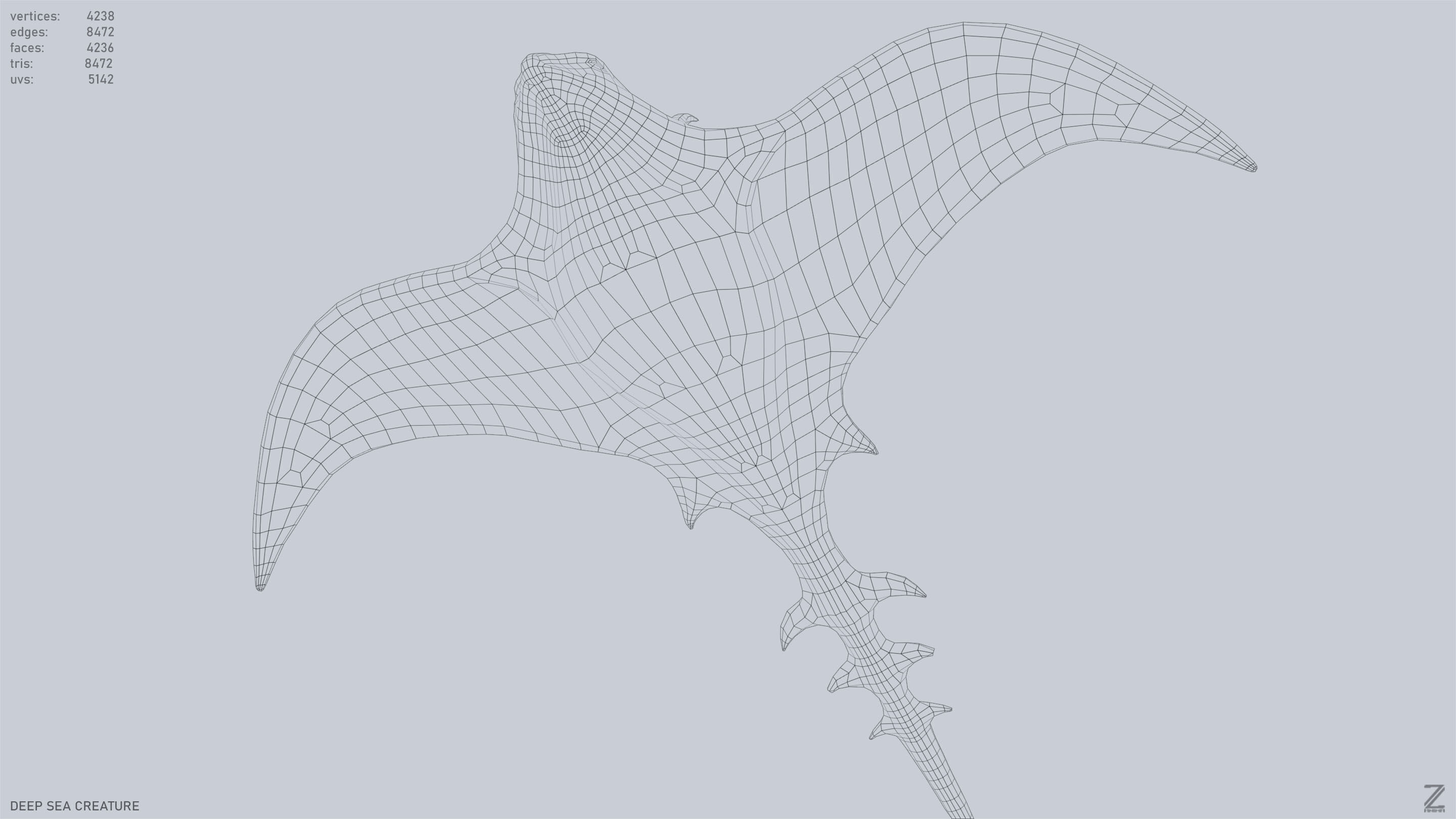 Deep sea creature Low-poly 3D model_14