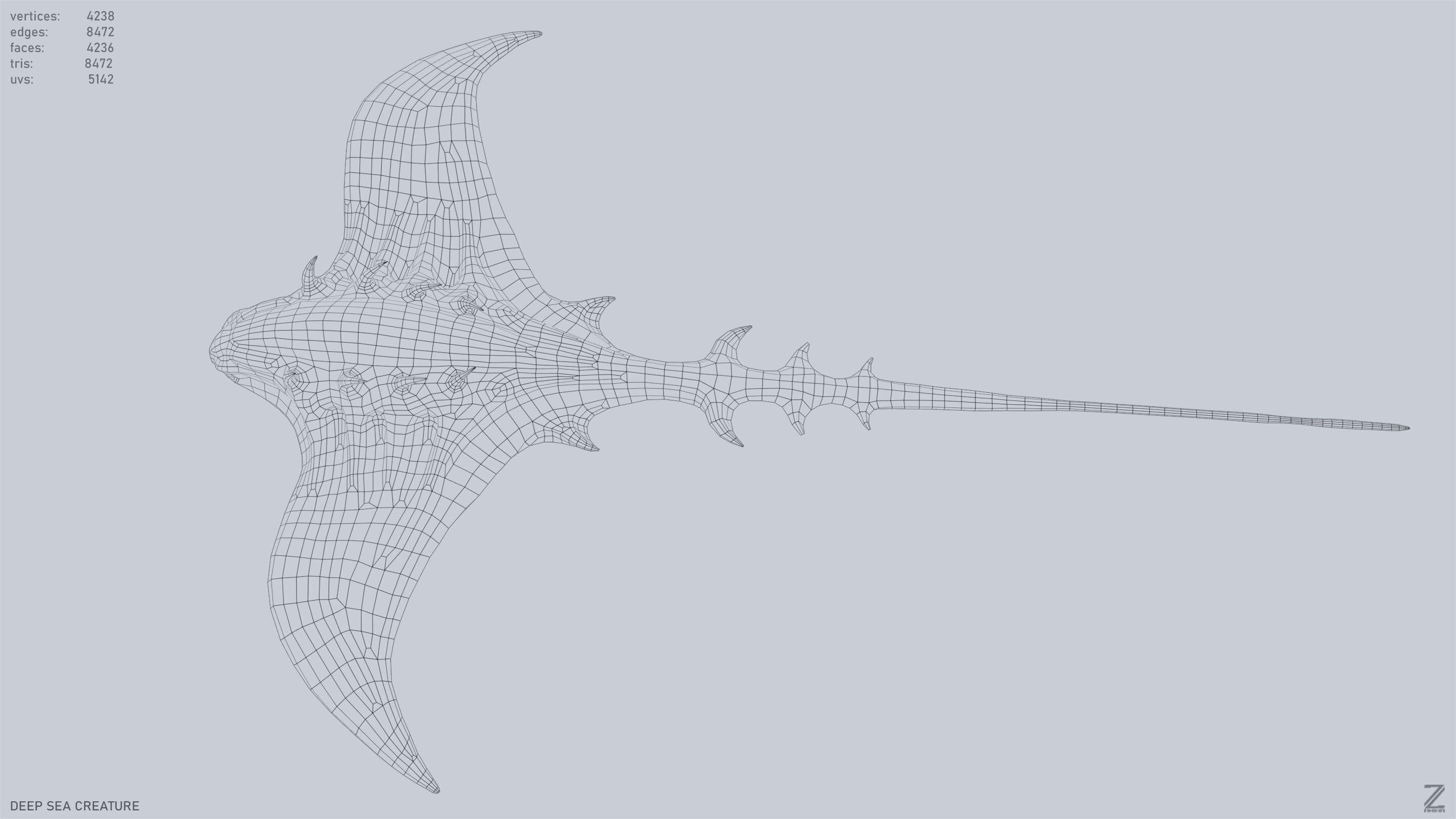 Deep sea creature Low-poly 3D model_10