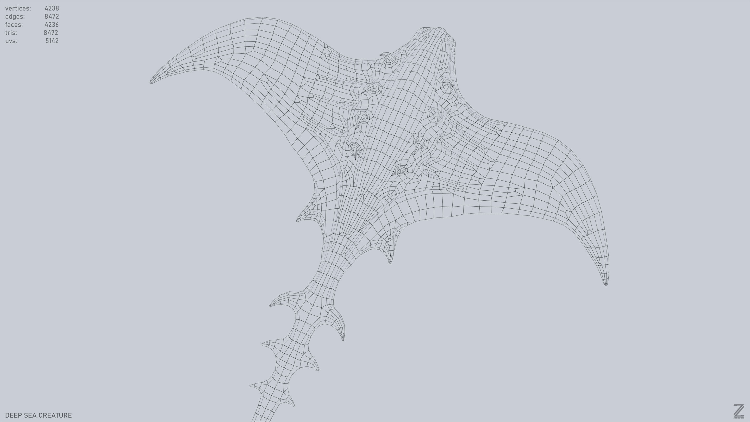 Deep sea creature Low-poly 3D model_13