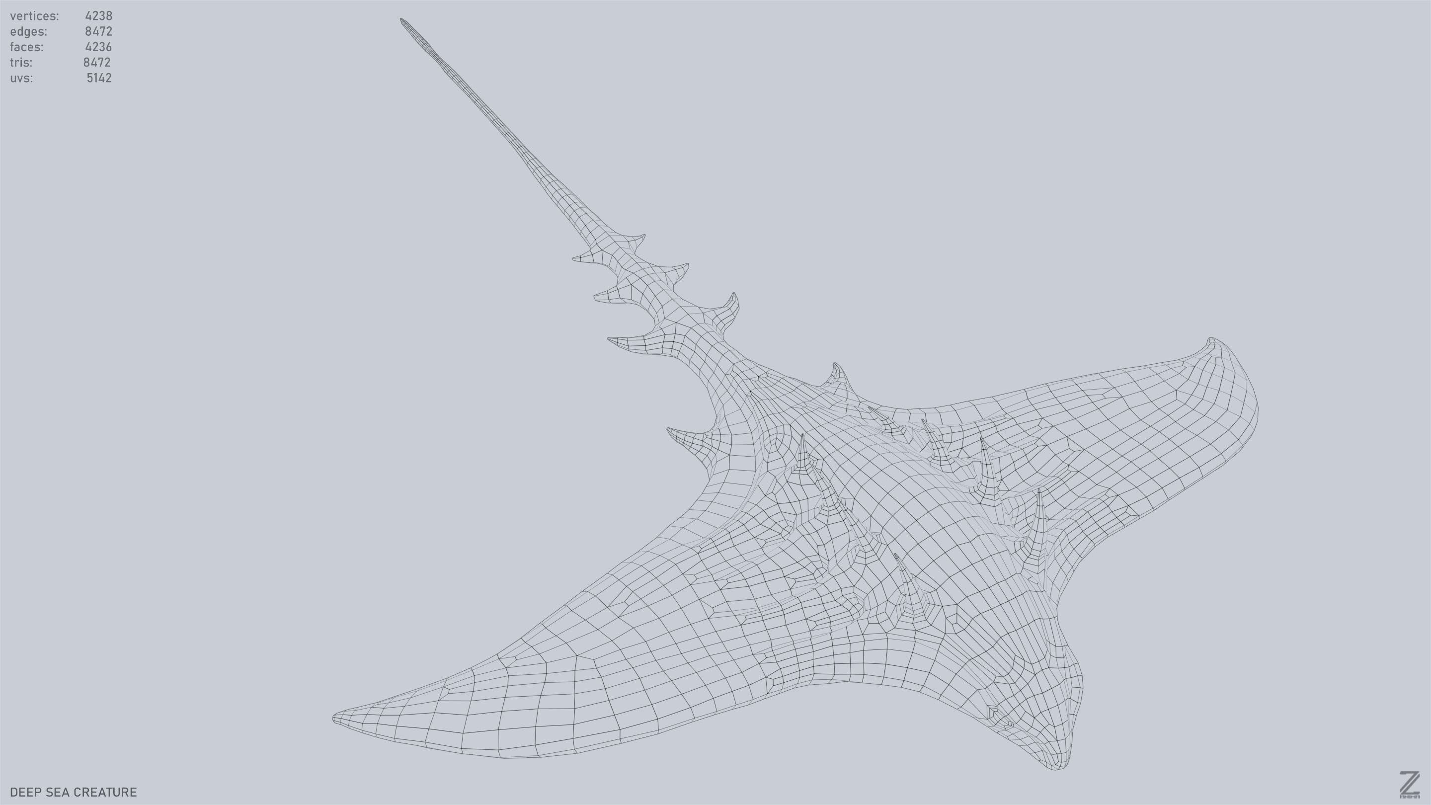 Deep sea creature Low-poly 3D model_12