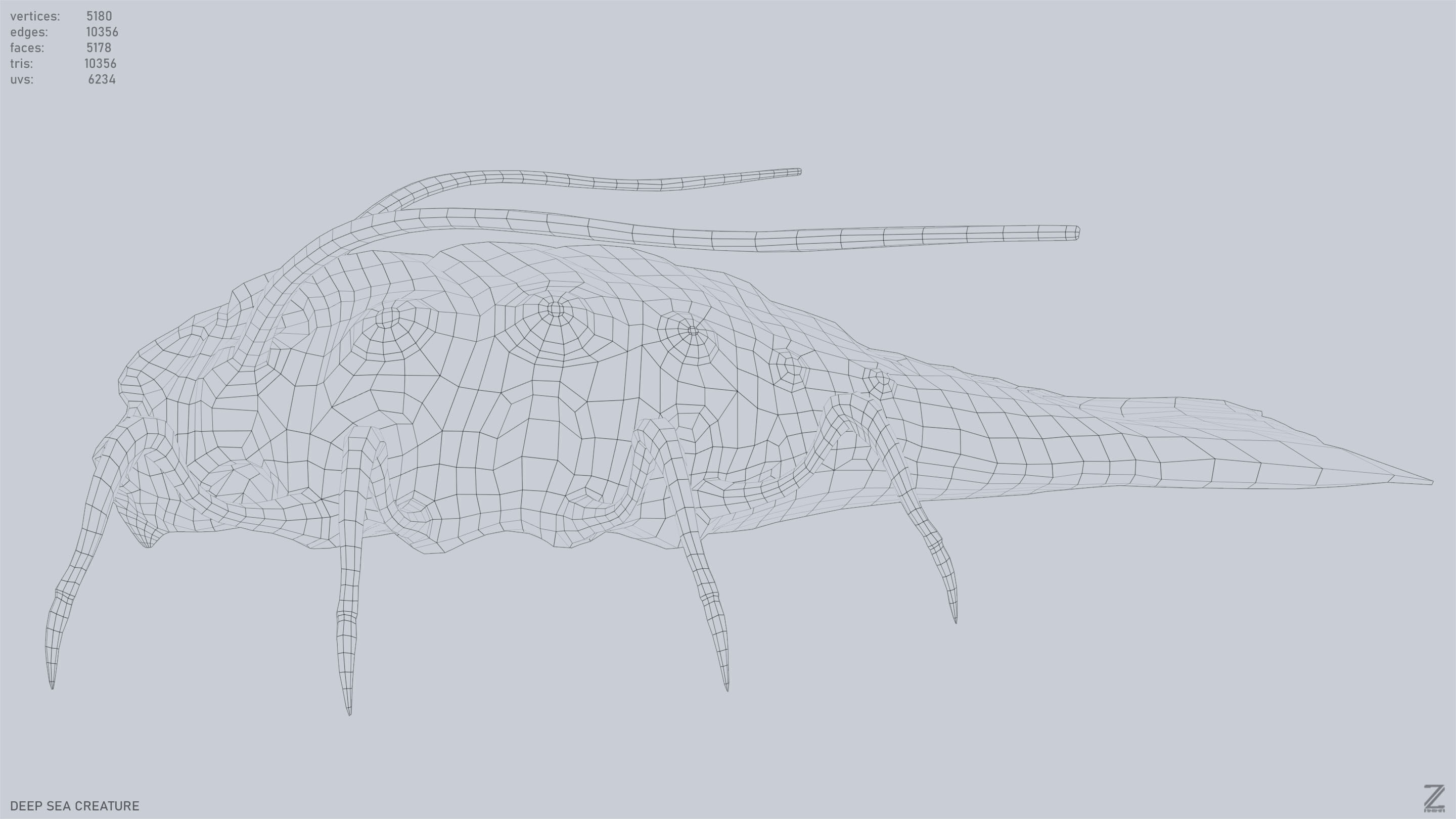 Deep sea creature Low-poly 3D model_13