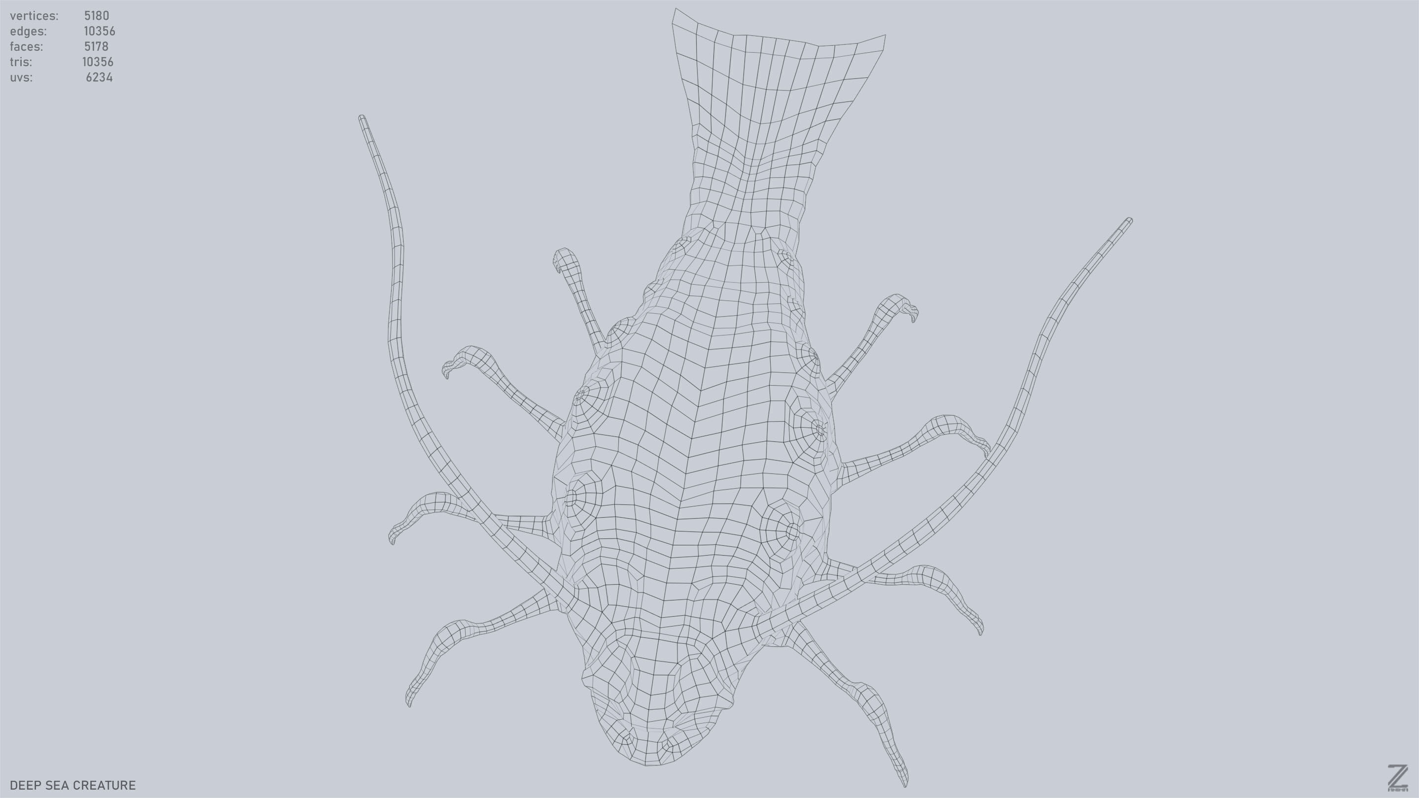 Deep sea creature Low-poly 3D model_14