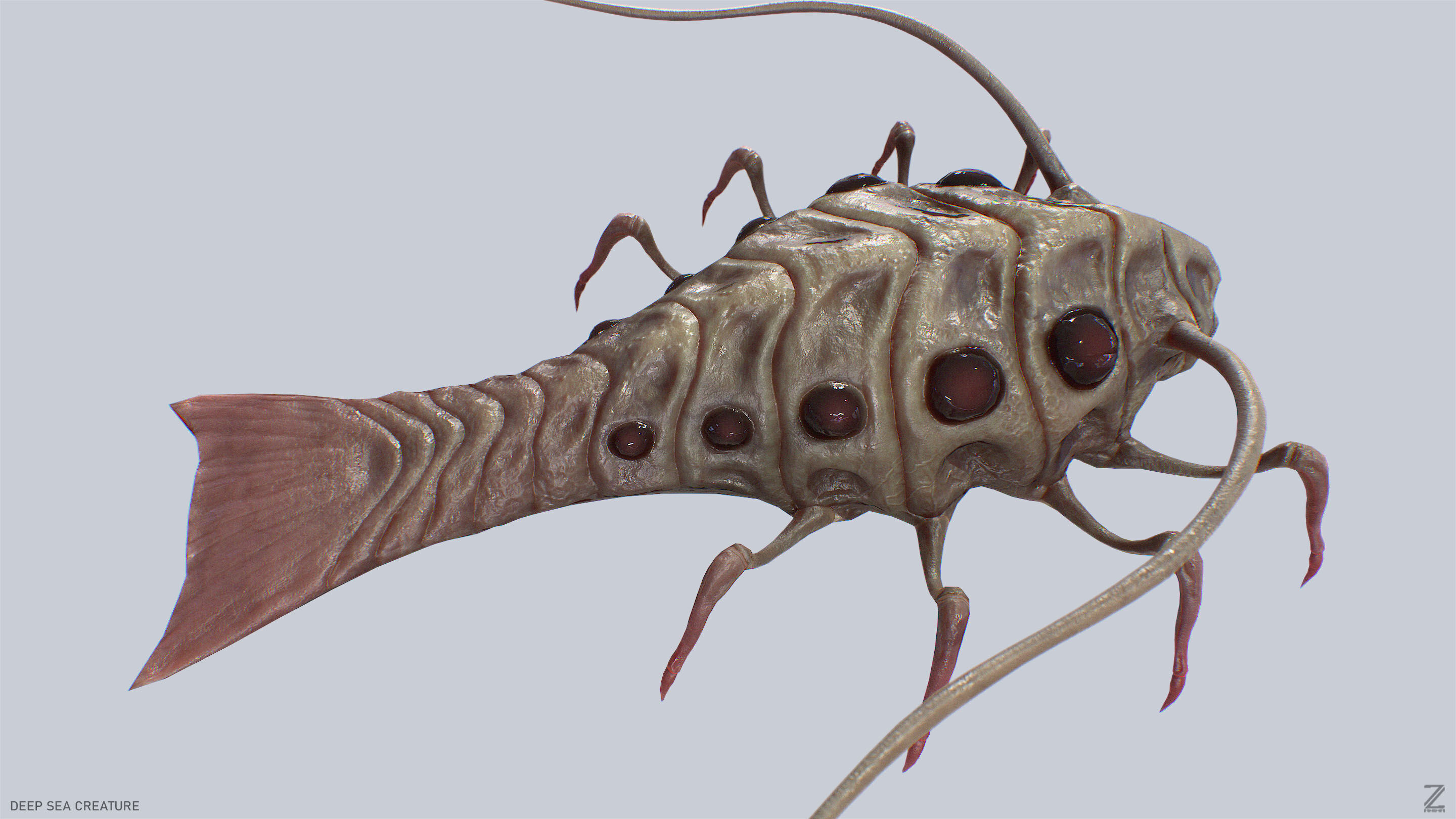 Deep sea creature Low-poly 3D model_4